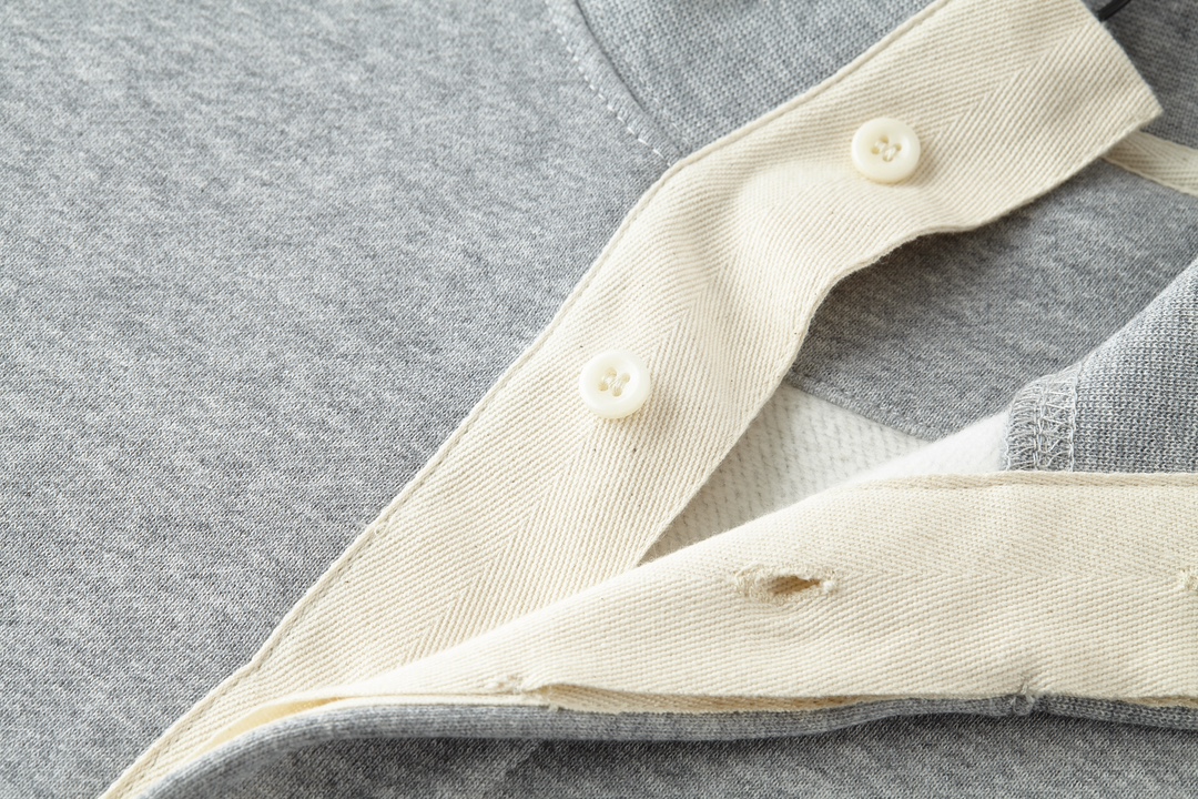 LOEWE 罗意威 刺绣logo徽标polo领卫衣 长袖 灰色 黑色 B0 H526Y24X30-1440