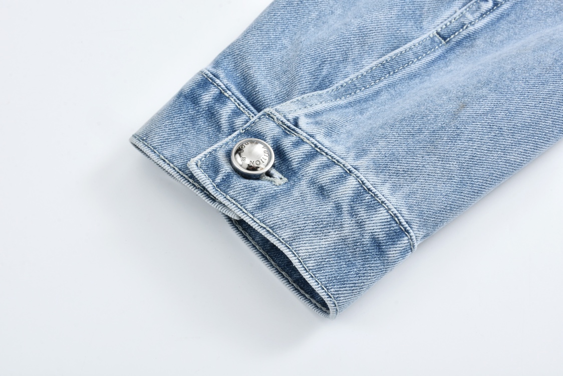 LOUIS VUITTON 路易威登 磨破字母logo牛仔外套 牛仔衣 上衣 夹克 外套 蓝色 C0 1AGING