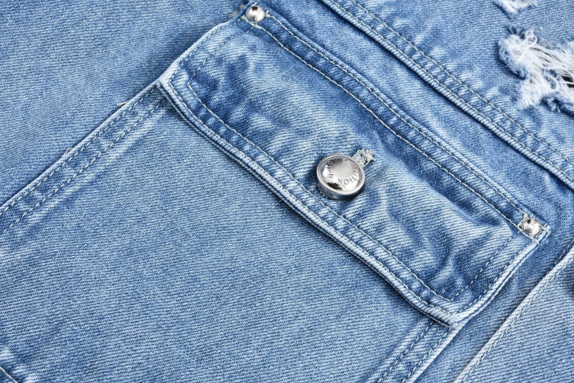 LOUIS VUITTON 路易威登 磨破字母logo牛仔外套 牛仔衣 上衣 夹克 外套 蓝色 C0 1AGING