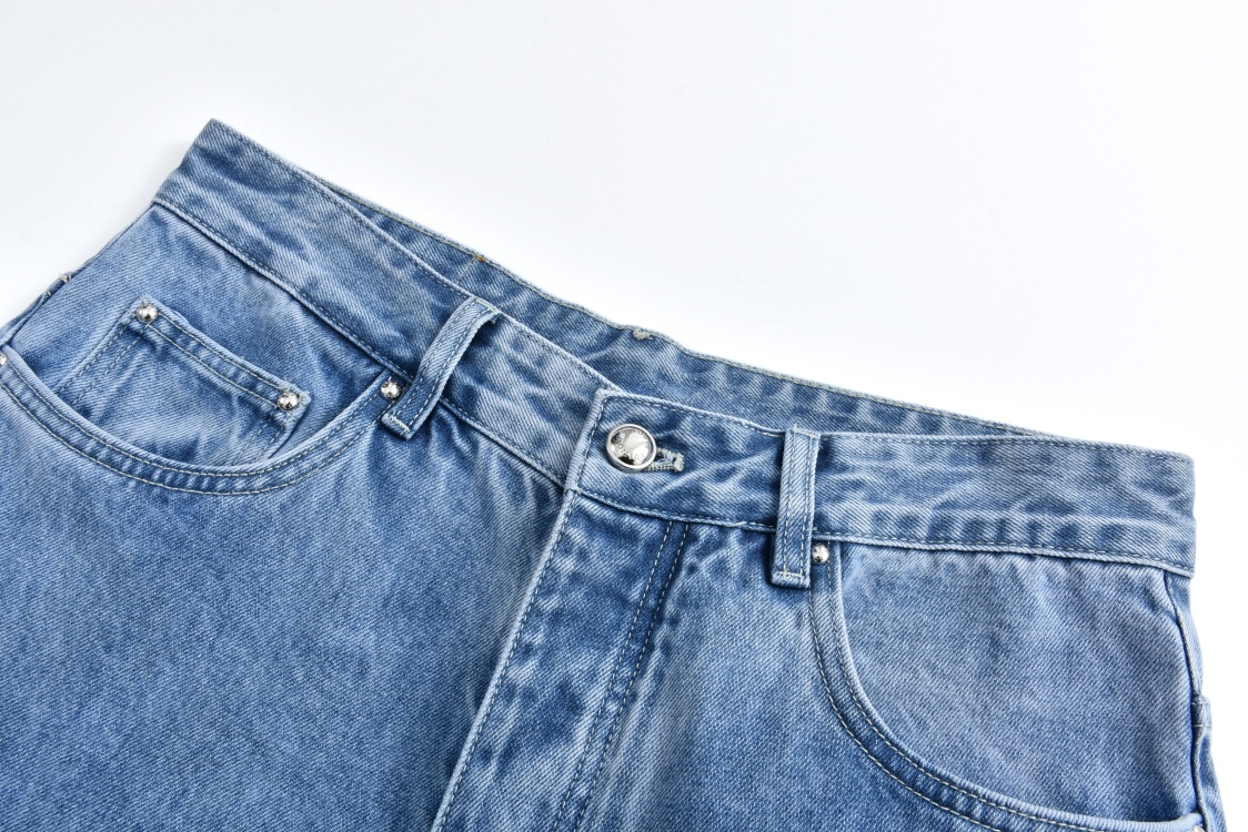 LOUIS VUITTON  路易威登 LV 磨破字母logo牛仔裤 裤子 长裤 蓝色 B0 1AGIV9