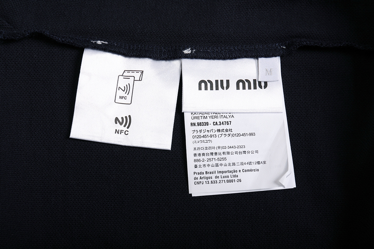 MIU MIU 白领撞色刺绣字母logo POLO衫 短袖 休闲T恤 夏季 蓝色 A5 MJN559-14RW-F0008