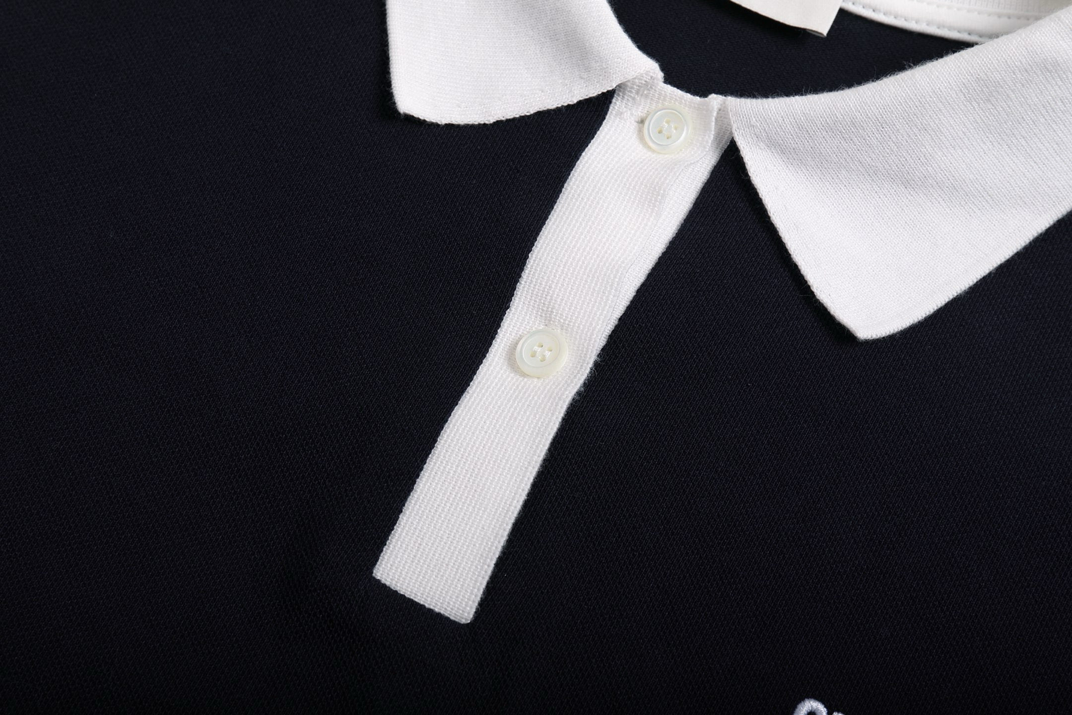 MIU MIU 白领撞色刺绣字母logo POLO衫 短袖 休闲T恤 夏季 蓝色 A5 MJN559-14RW-F0008