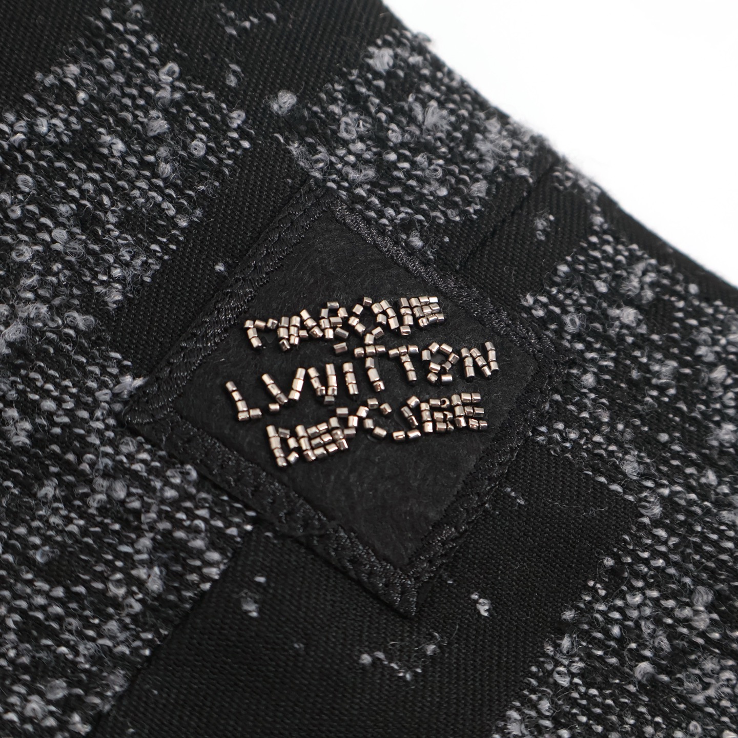 LOUIS VUITTON 路易威登 马赛克格子圆领单排扣夹克 长袖 外套 黑色 C0 1AHBQX