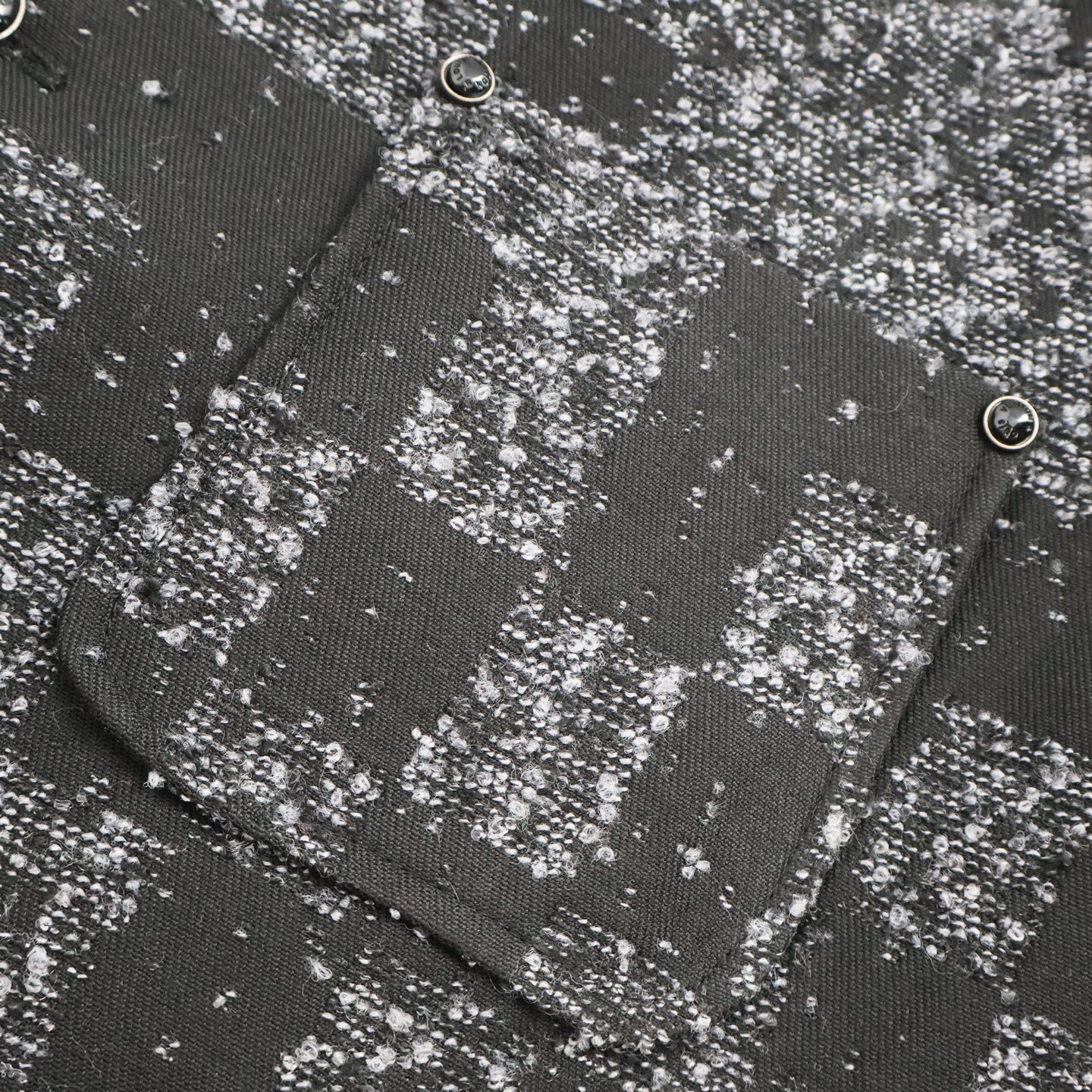 LOUIS VUITTON 路易威登 马赛克格子圆领单排扣夹克 长袖 外套 黑色 C0 1AHBQX