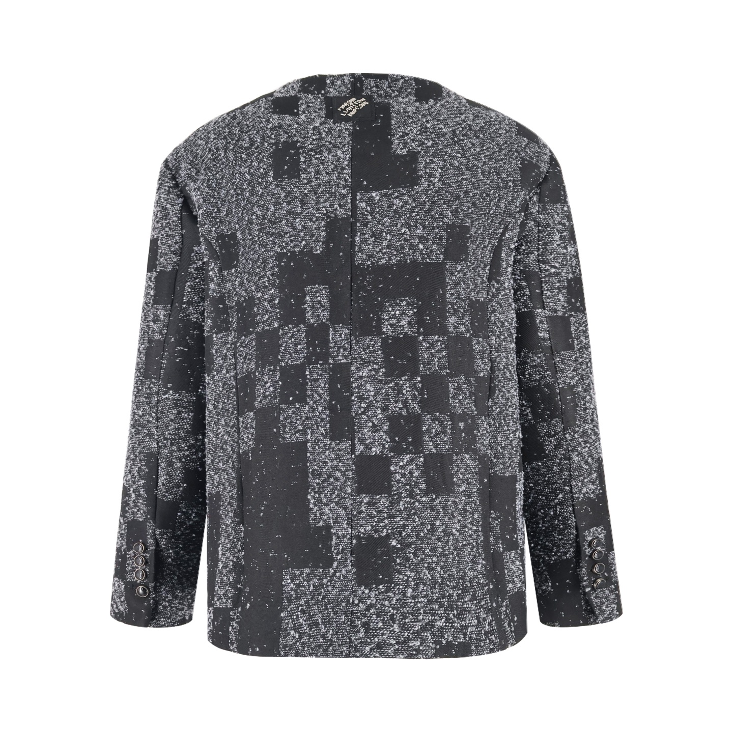 LOUIS VUITTON 路易威登 马赛克格子圆领单排扣夹克 长袖 外套 黑色 C0 1AHBQX