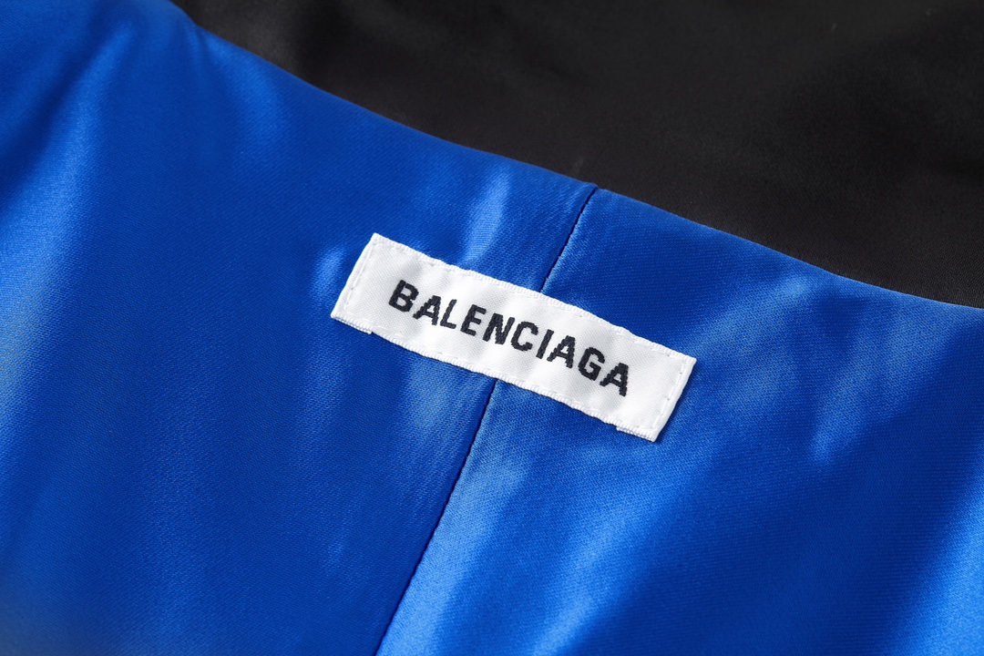 Balenciaga 巴黎世家 拼色醋酸拉链立领外套 夹克 长袖 冲锋衣 黑色 B0 