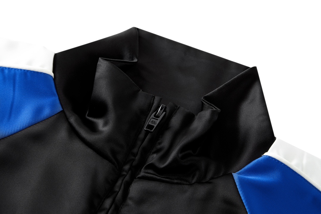 Balenciaga 巴黎世家 拼色醋酸拉链立领外套 夹克 长袖 冲锋衣 黑色 B0 