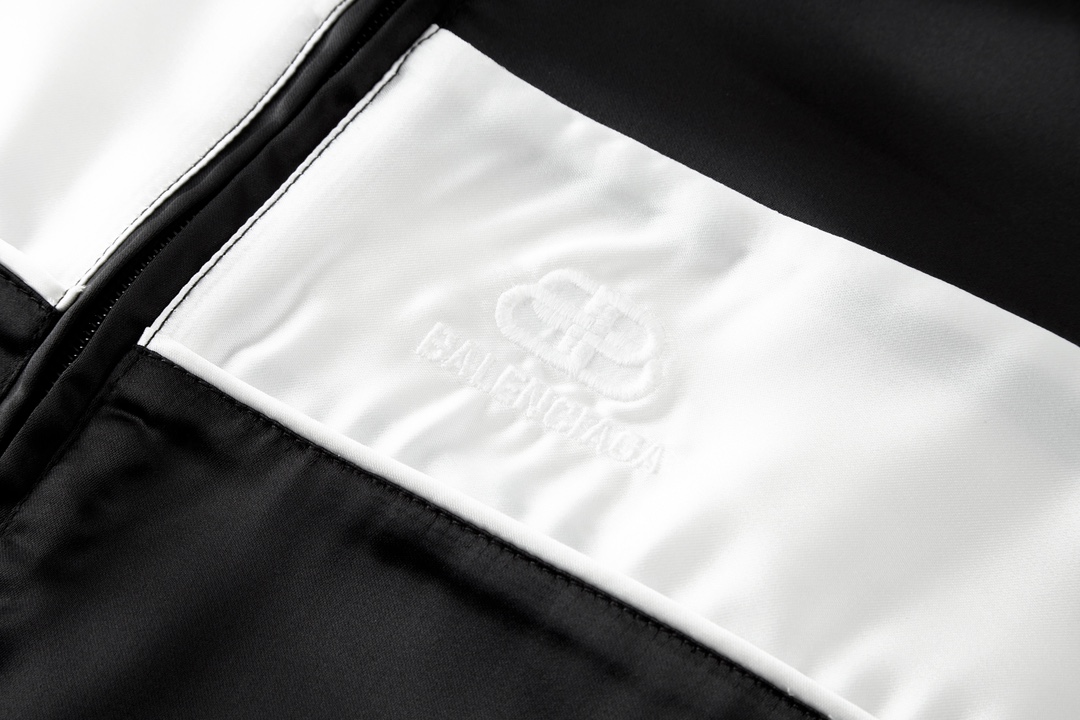Balenciaga 巴黎世家 拼色醋酸拉链立领外套 夹克 长袖 冲锋衣 黑色 B0 