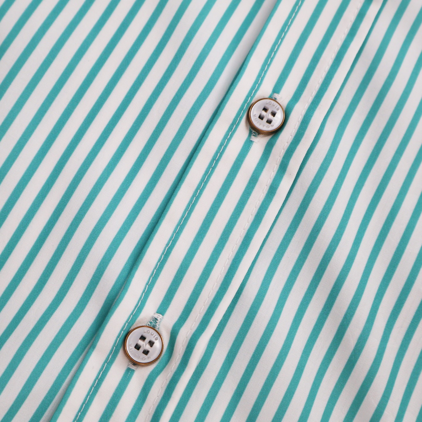 LOUIS VUITTON 路易威登 字母logo贴标条纹衬衫 长袖 外套 绿色 B0 1AHVXF