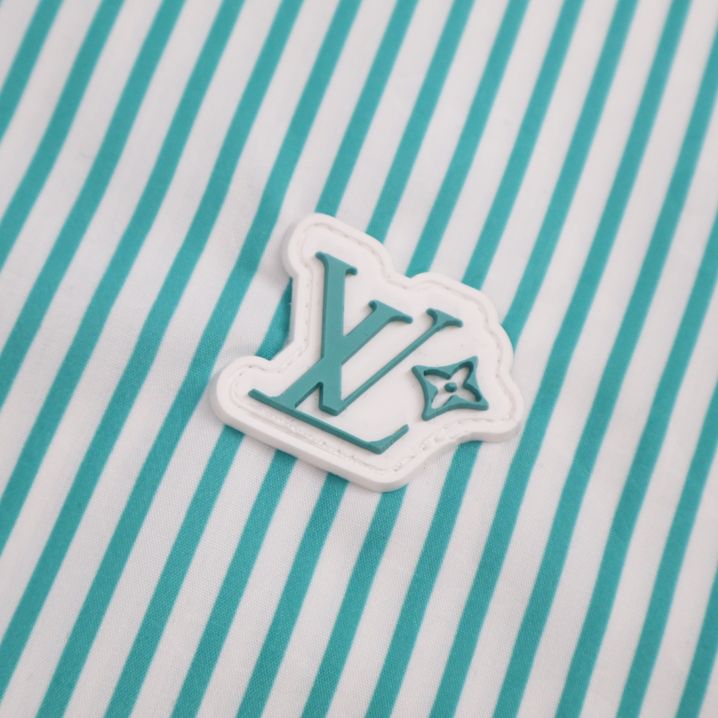 LOUIS VUITTON 路易威登 字母logo贴标条纹衬衫 长袖 外套 绿色 B0 1AHVXF
