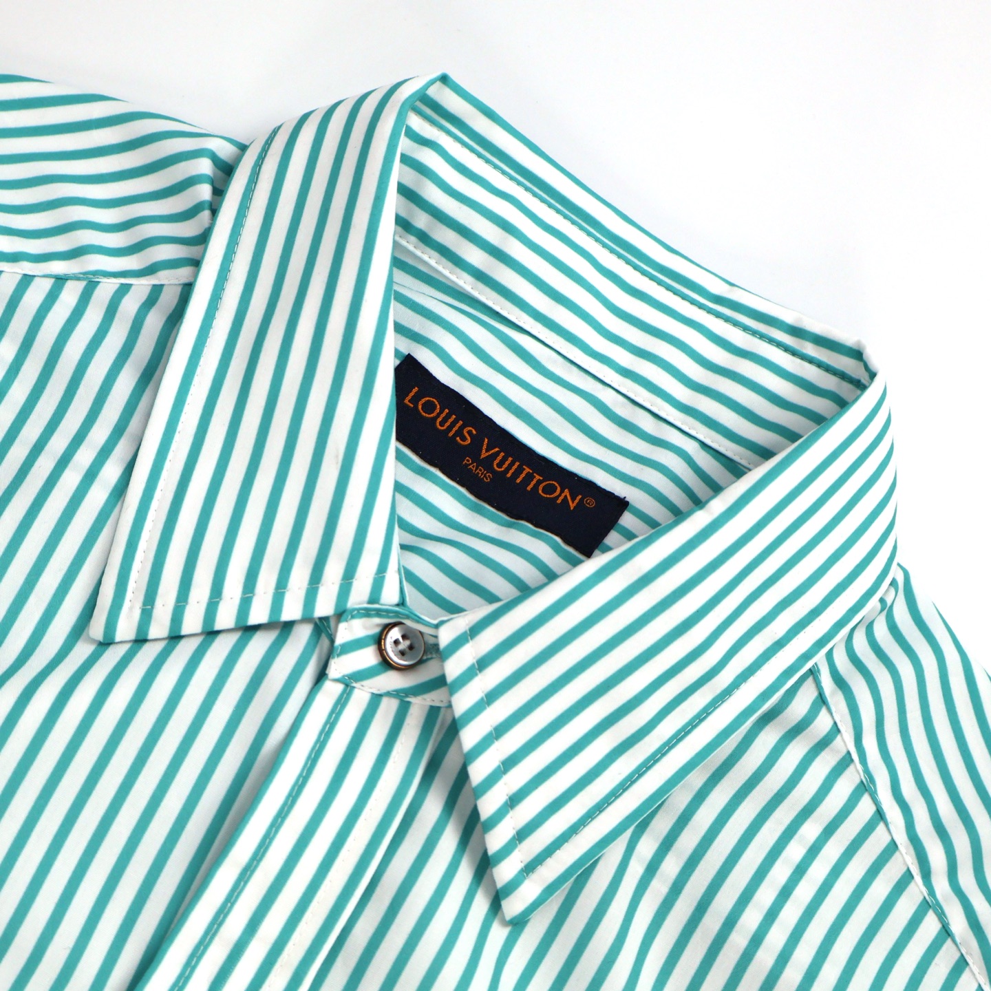 LOUIS VUITTON 路易威登 字母logo贴标条纹衬衫 长袖 外套 绿色 B0 1AHVXF