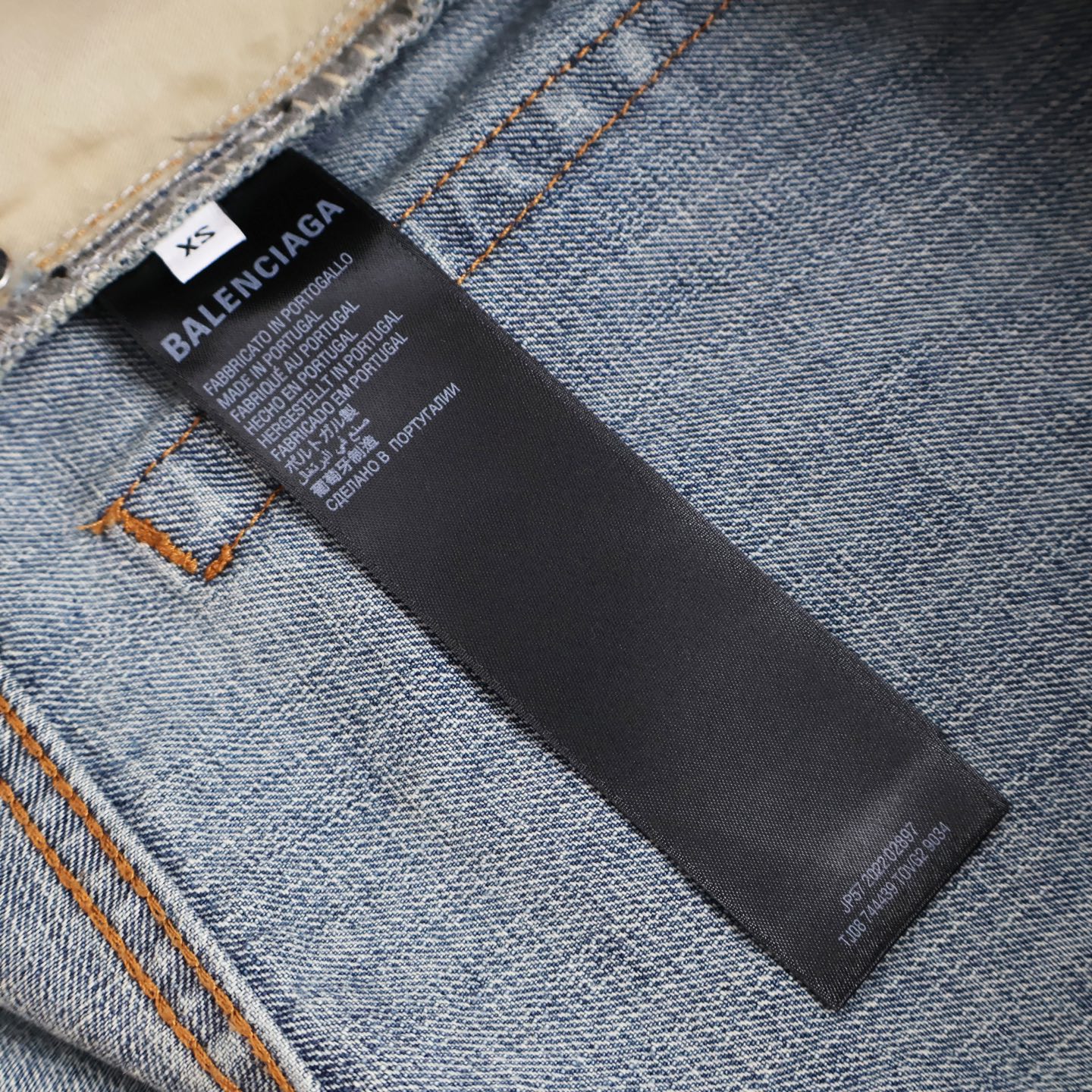 Balenciaga 巴黎世家 红色刺绣字母logo牛仔裤 长裤 裤子 蓝色 B0