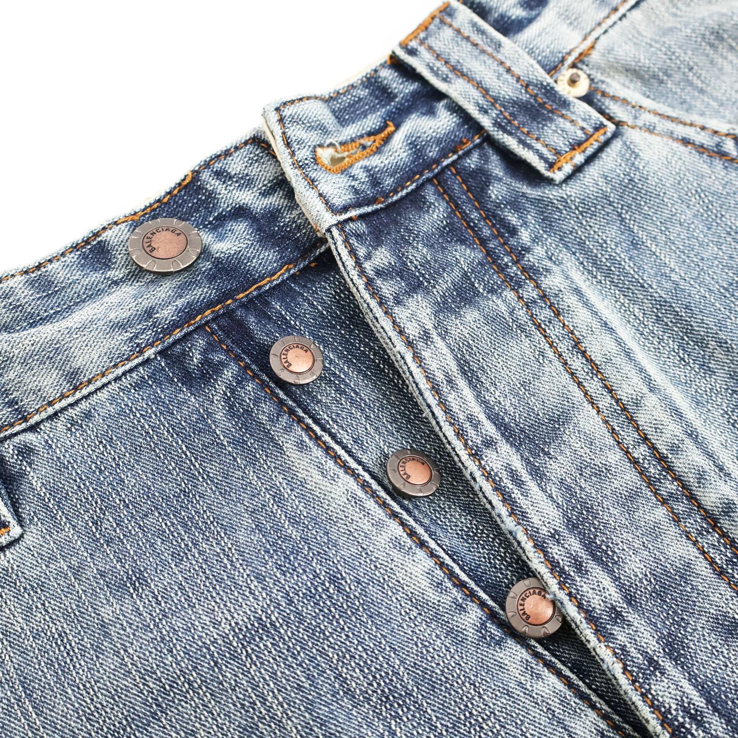 Balenciaga 巴黎世家 红色刺绣字母logo牛仔裤 长裤 裤子 蓝色 B0