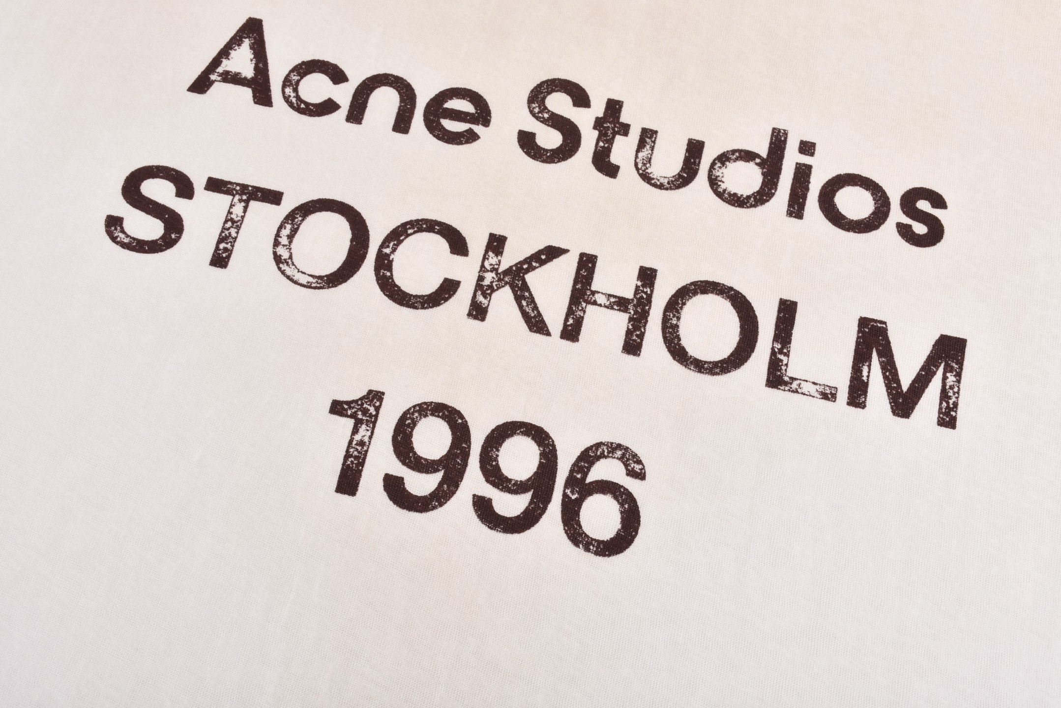 Acne Studios 1996系列字母logo印花做旧T恤 打底衫 长袖 脏白色 A5 CL0197-DC6