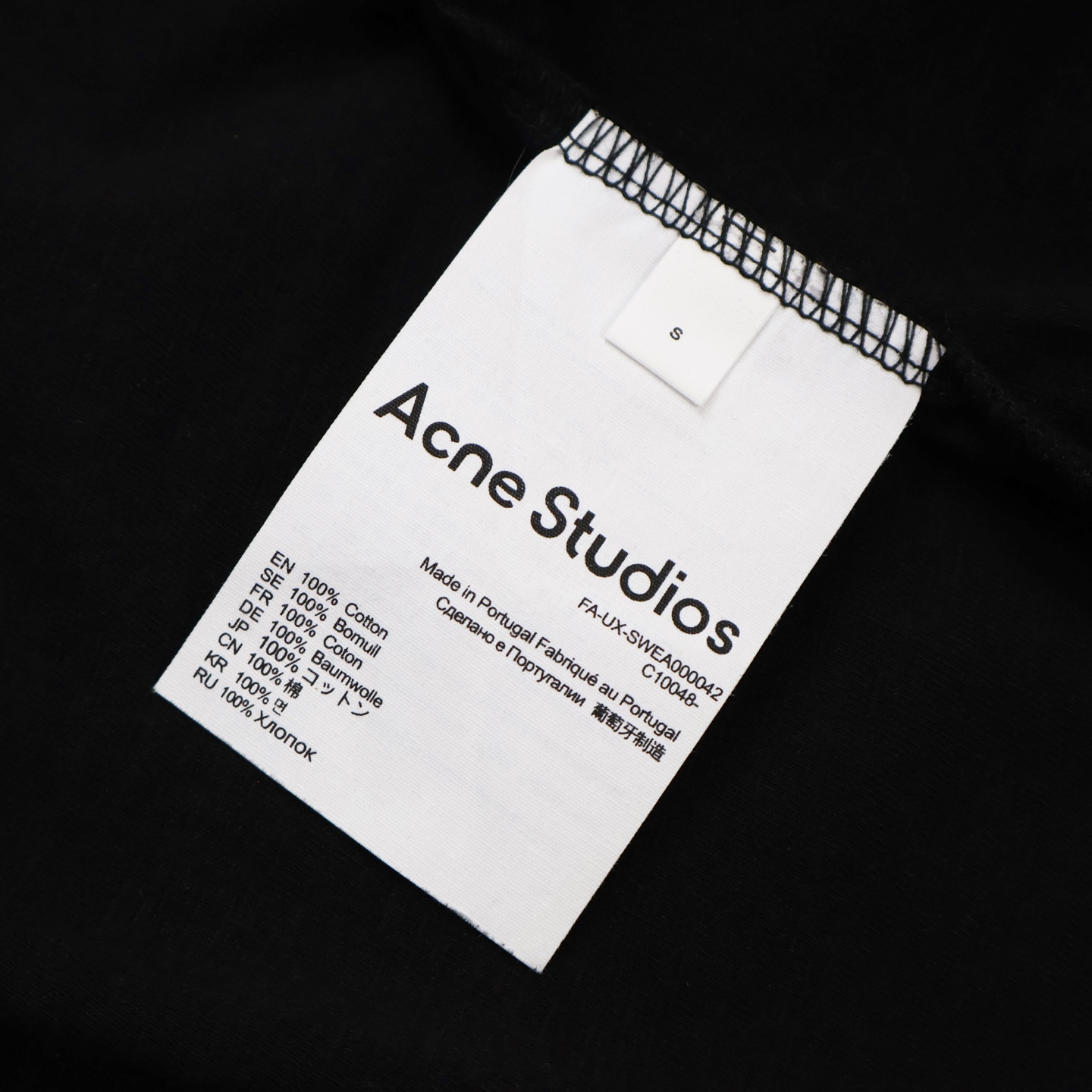 Acne Studios 1996系列字母logo印花做旧T恤 打底衫 长袖 黑色 A5 CL0197-BM0