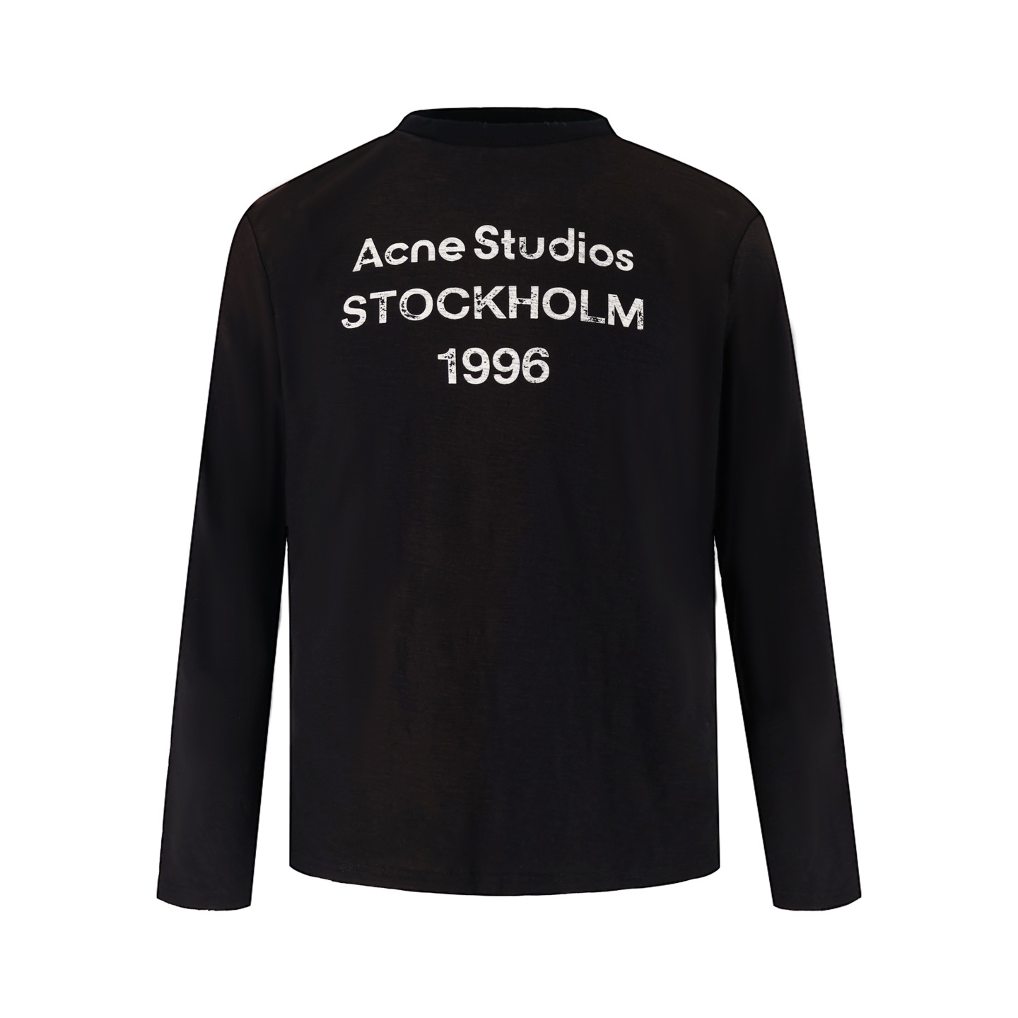 Acne Studios 1996系列字母logo印花做旧T恤 打底衫 长袖 黑色 A5 CL0197-BM0
