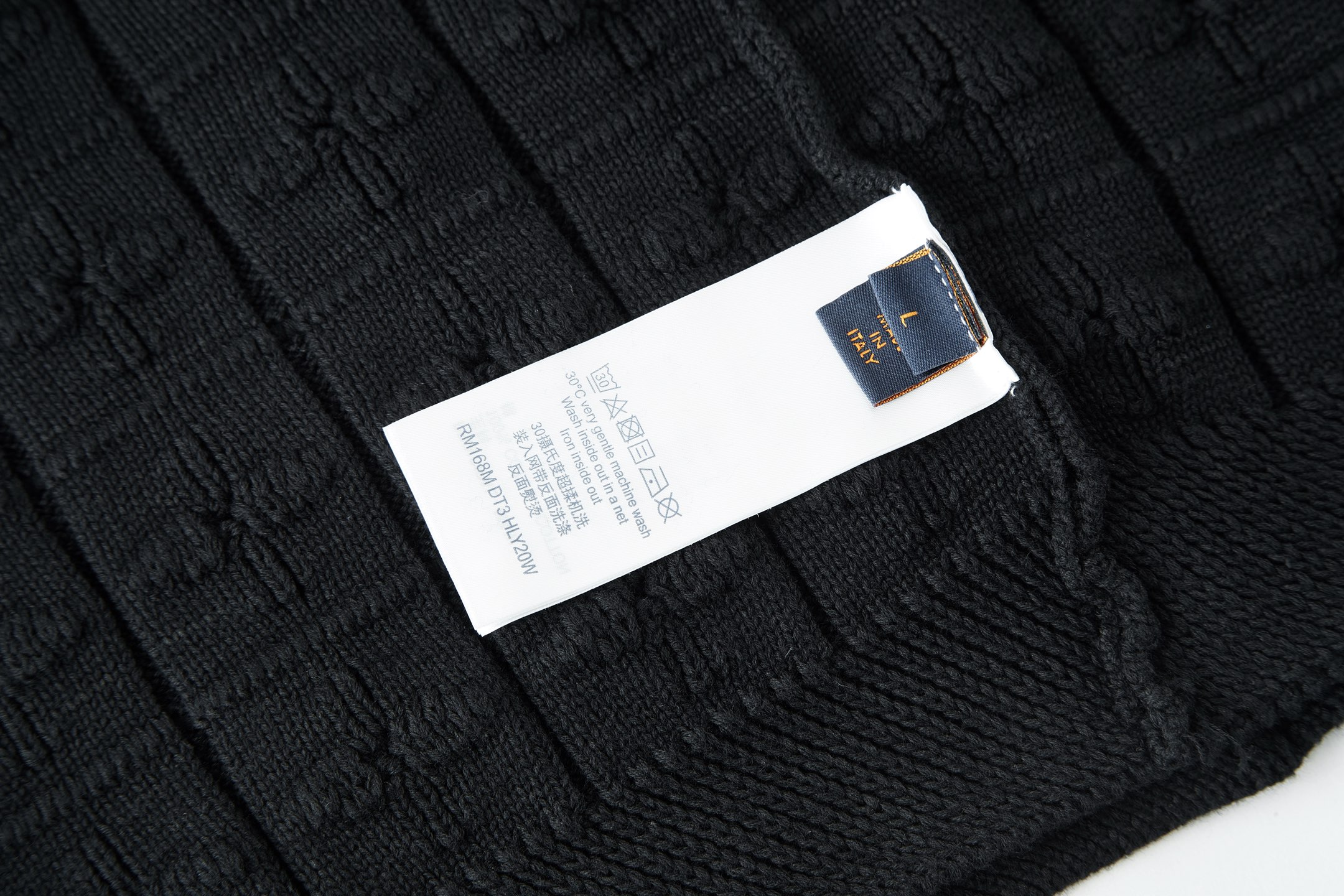 LOUIS VUITTON 路易威登 绞花字母logo双排扣针织开衫 毛衣 长袖 外套 黑色 B0 1AHVNI