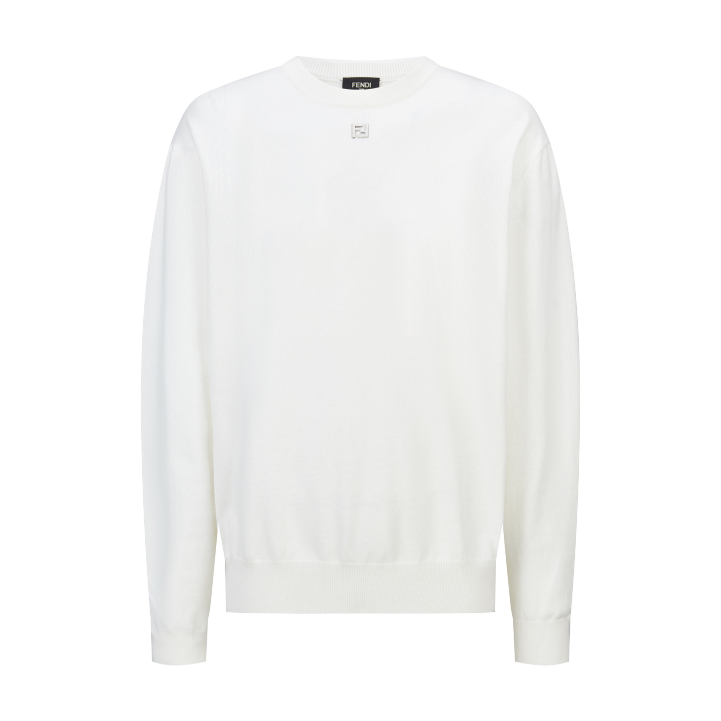 FENDI 芬迪 五金徽标圆领毛衣 针织衫 长袖 黑色 白色 B0 FZX091AU84F0ZNZ