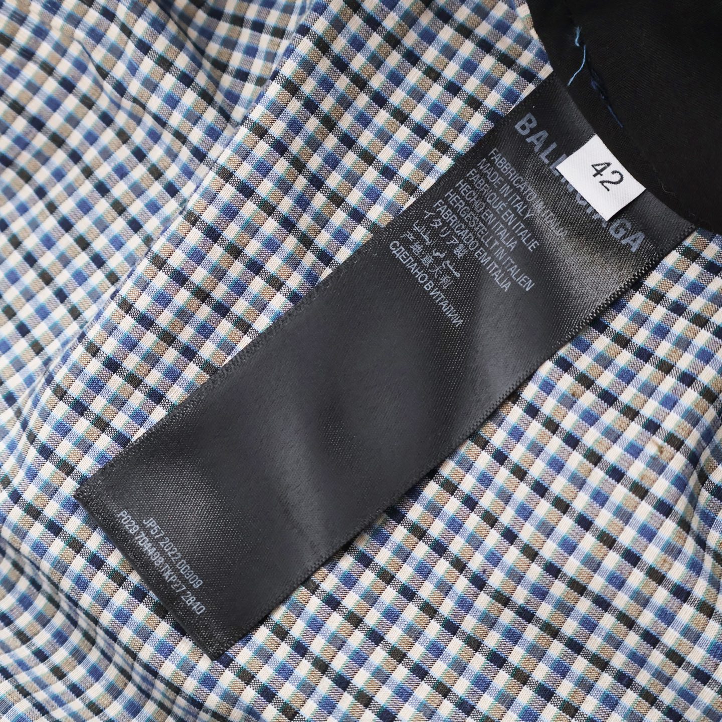 Balenciaga 巴黎世家 棉麻格纹松紧腰运动裤 长裤 裤子 休闲裤 蓝色 B0 838857TSM119095