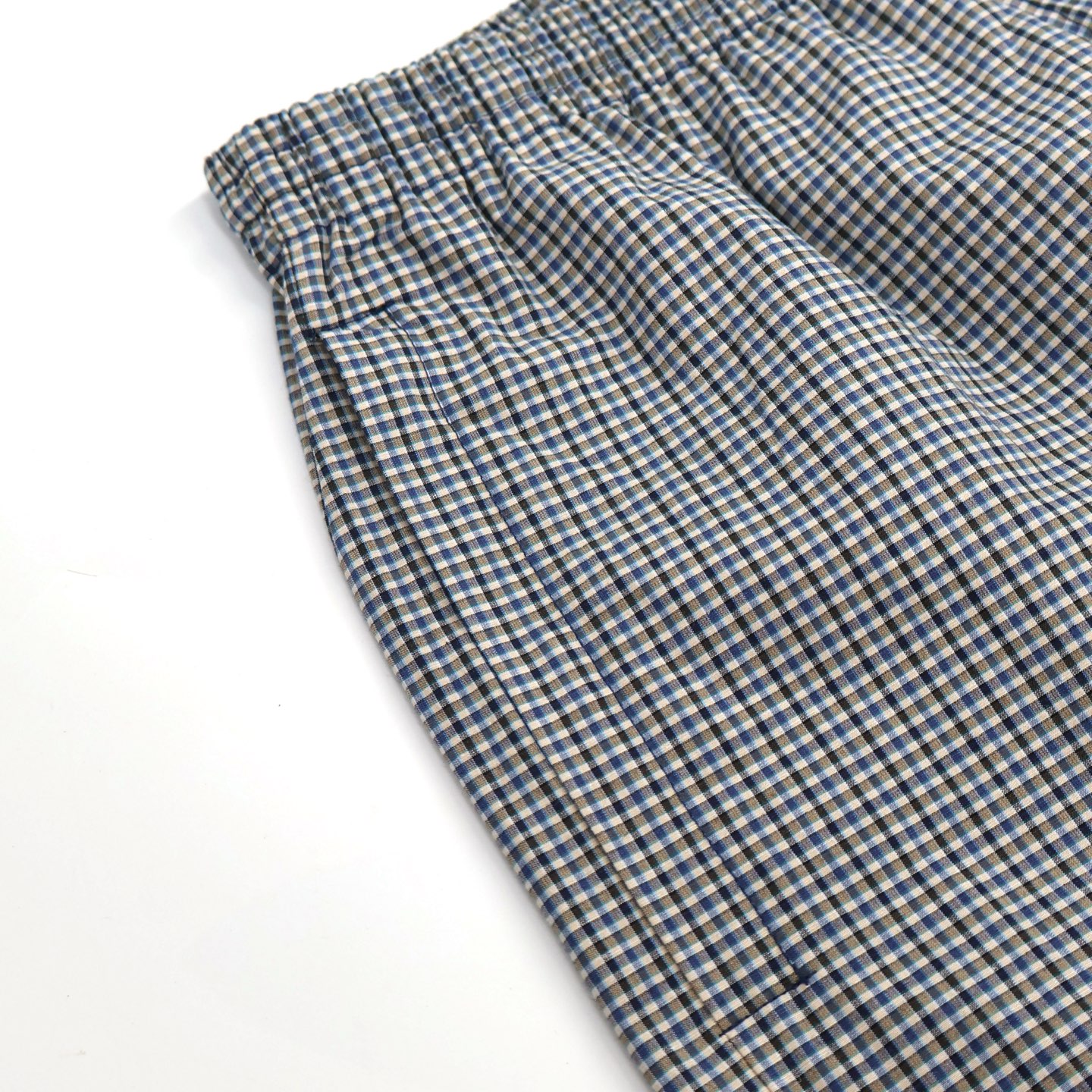 Balenciaga 巴黎世家 棉麻格纹松紧腰运动裤 长裤 裤子 休闲裤 蓝色 B0 838857TSM119095