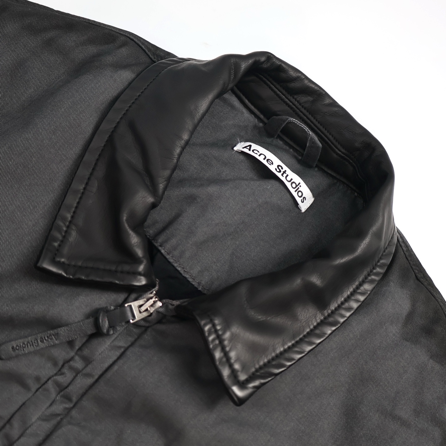 Acne Studios 水洗巴恩风皮领徽标拉链棉服 夹克 外套 长袖 灰色 C0 A90638-AA2