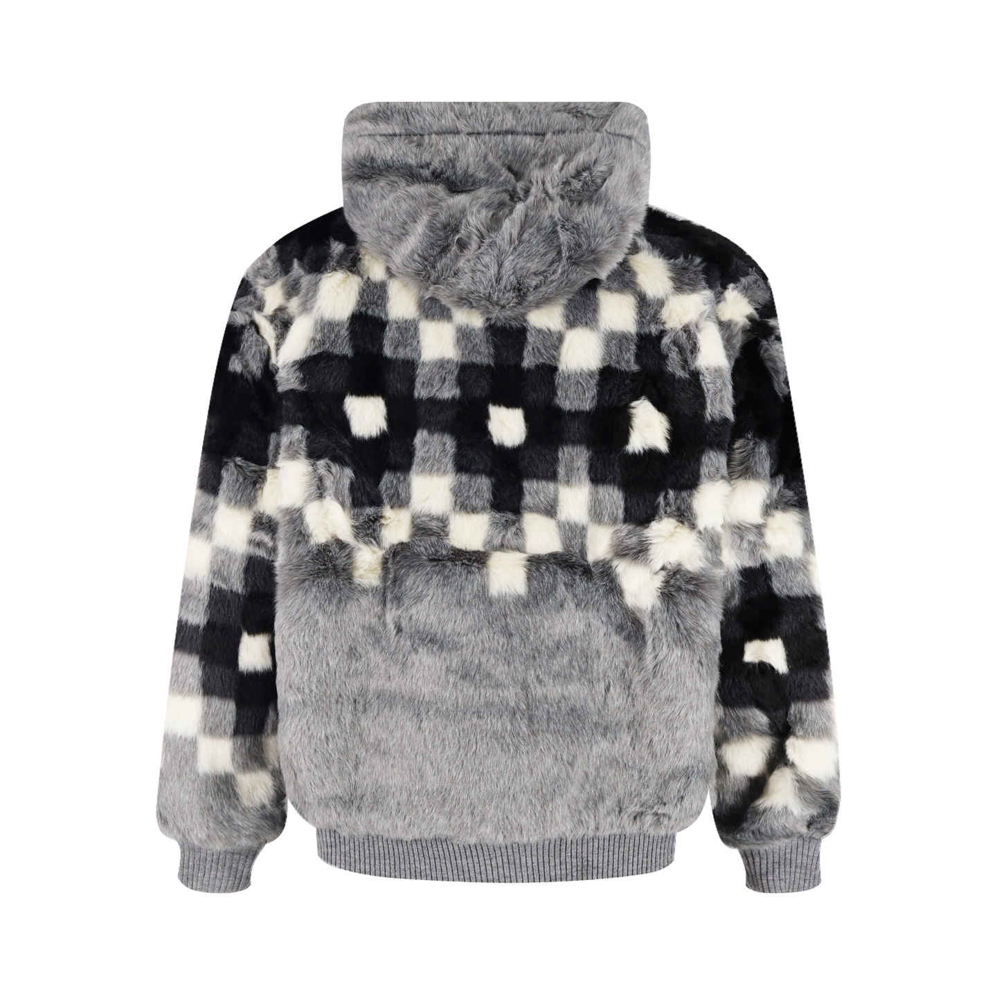 LOUIS VUITTON 路易威登 SKI滑雪系列 水貂毛马赛克拼接拉链连帽夹克 长袖 外套 灰色 C5 1AGIYD