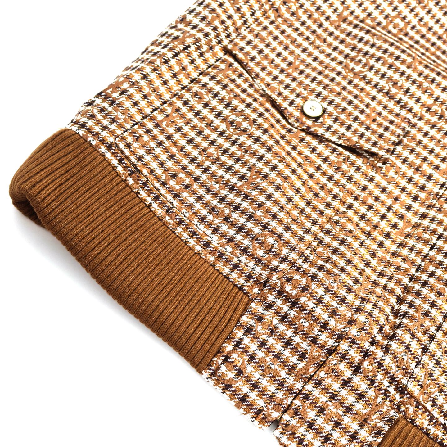 LOUIS VUITTON 路易威登 串珠字母logo刺绣徽章拉链夹克 长袖 外套 棕色 C0 1AGIOX