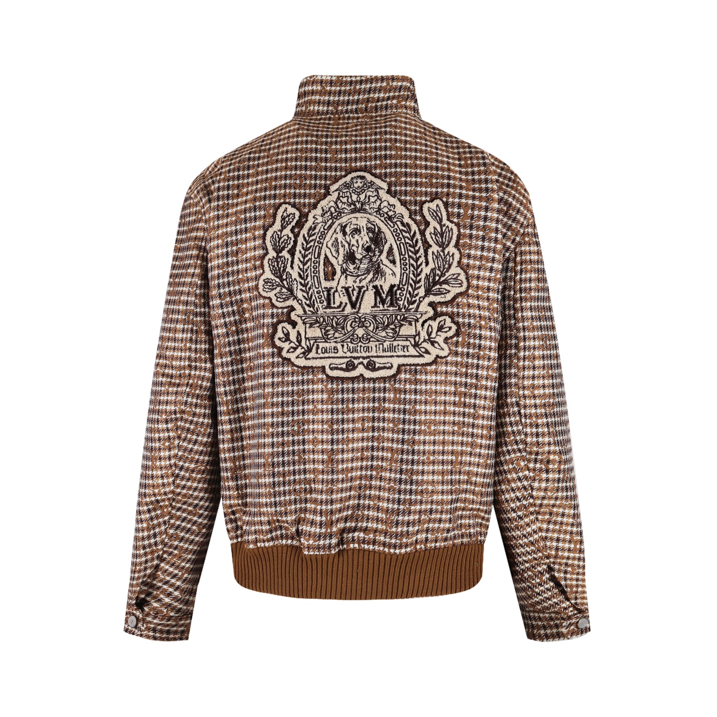 LOUIS VUITTON 路易威登 串珠字母logo刺绣徽章拉链夹克 长袖 外套 棕色 C0 1AGIOX