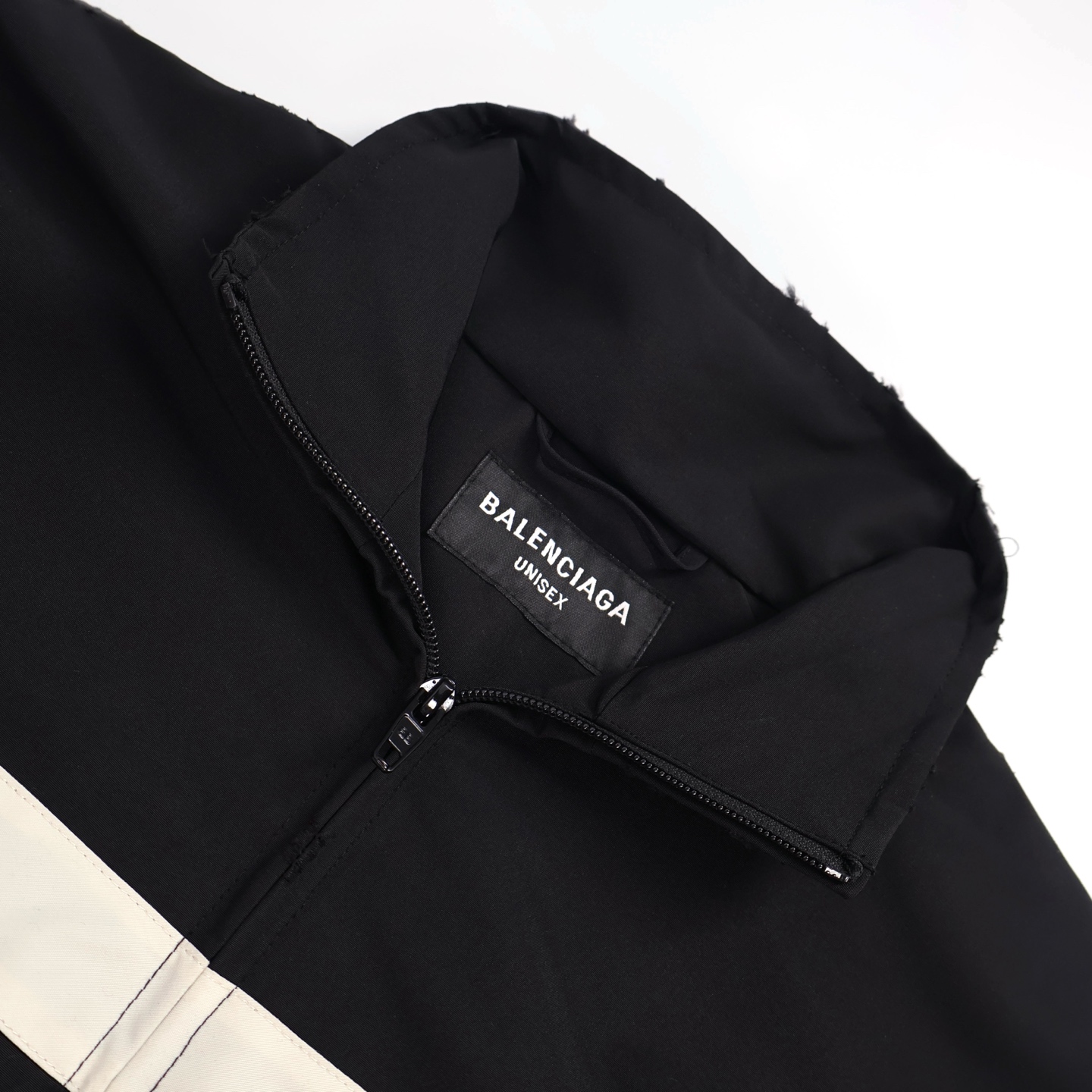 Balenciaga 巴黎世家 撞色拼接双头拉链立领外套 夹克 长袖 白色 黑色 C0 831363TRO319000