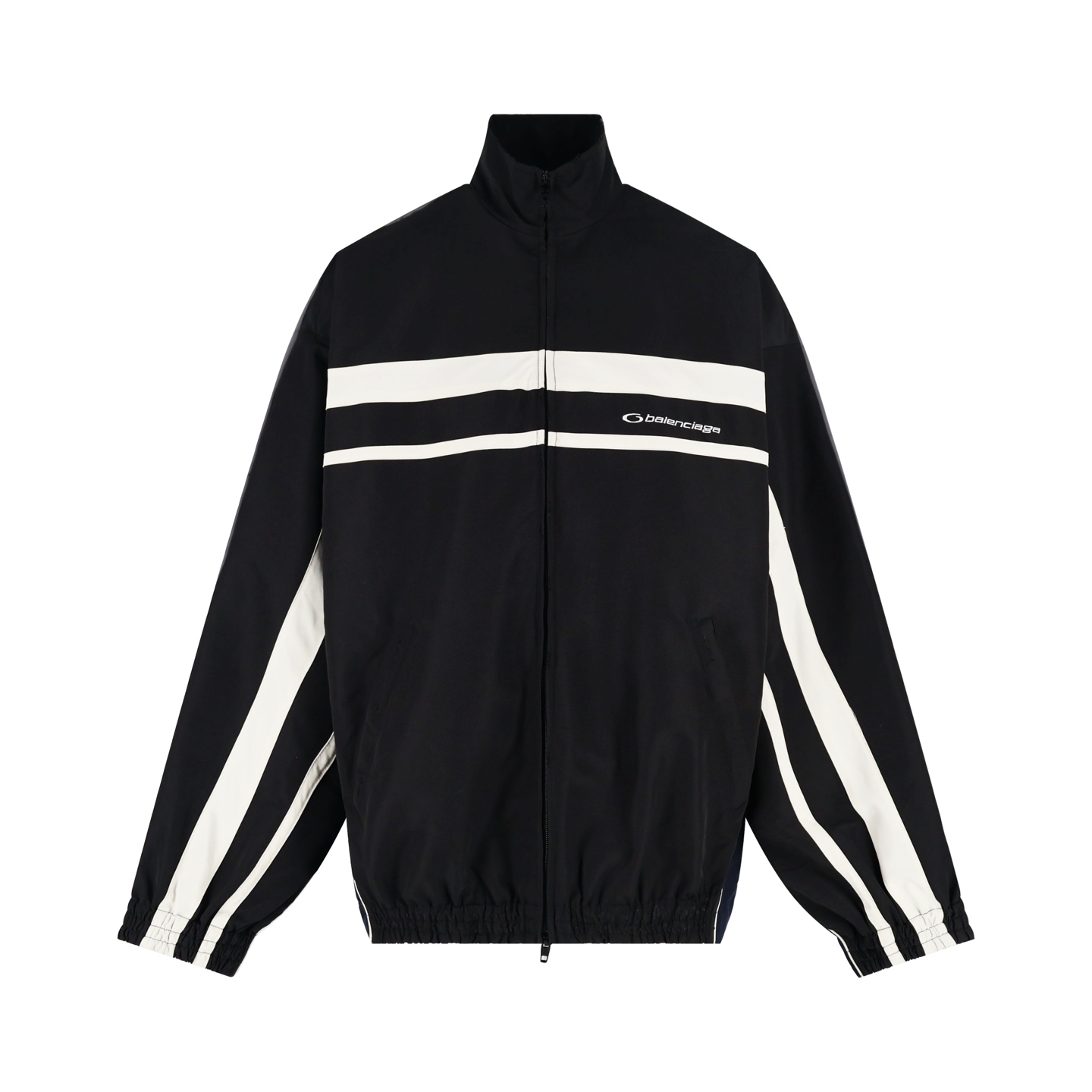 Balenciaga 巴黎世家 撞色拼接双头拉链立领外套 夹克 长袖 白色 黑色 C0 831363TRO319000
