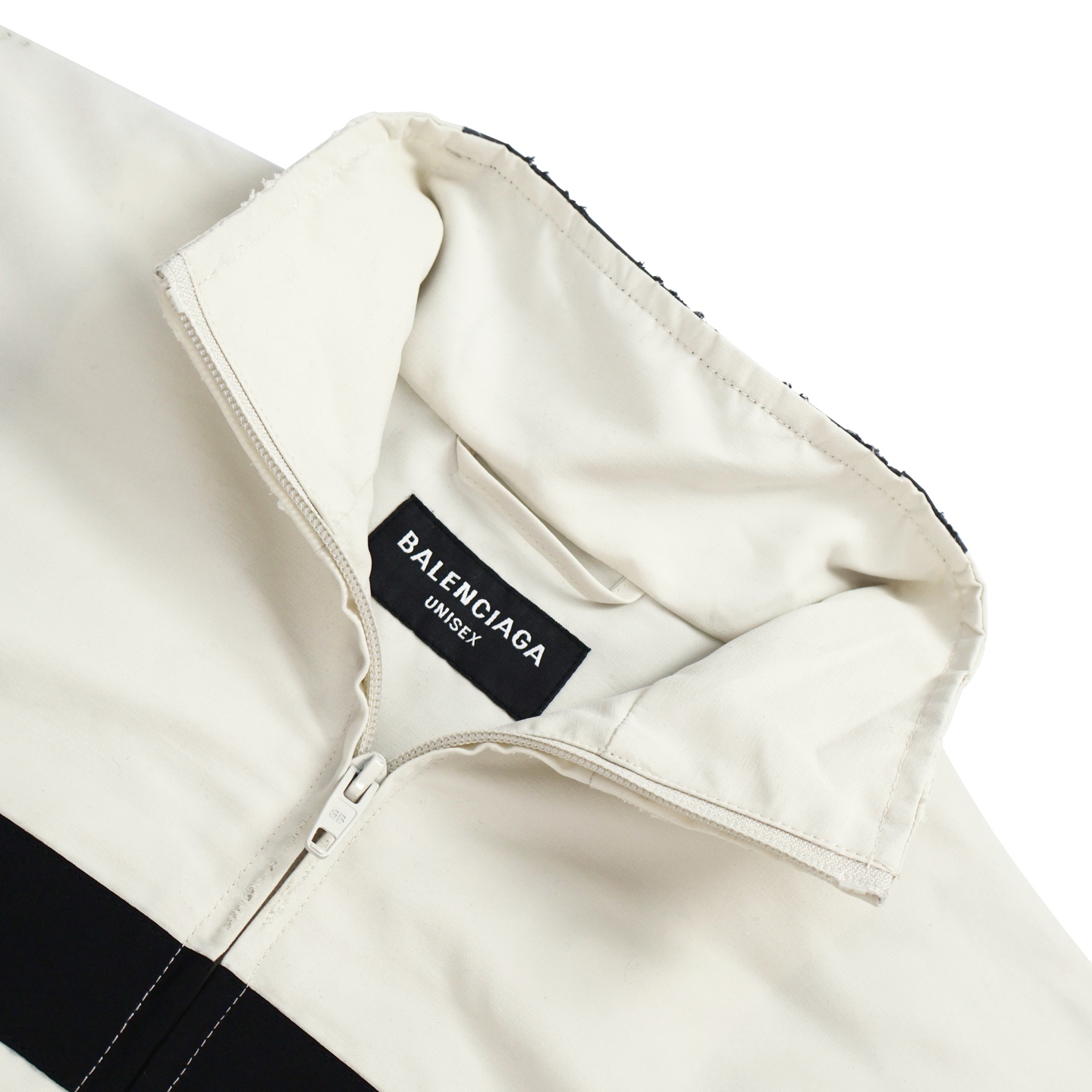 Balenciaga 巴黎世家 撞色拼接双头拉链立领外套 夹克 长袖 白色 黑色 C0 831363TRO319000