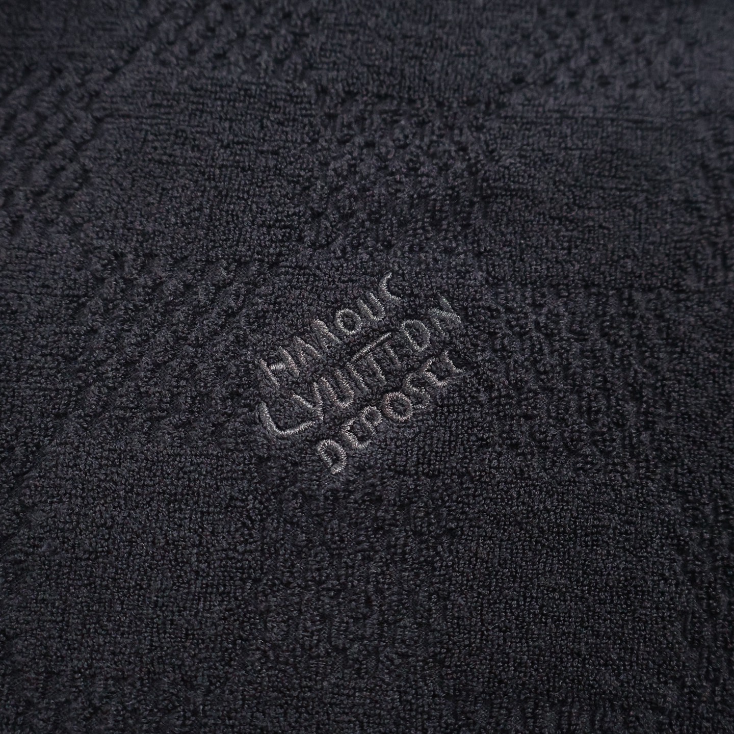 LOUIS VUITTON 路易威登 LV 毛巾棉棋盘格 T恤 短袖 黑色 A5 1AFRBJ