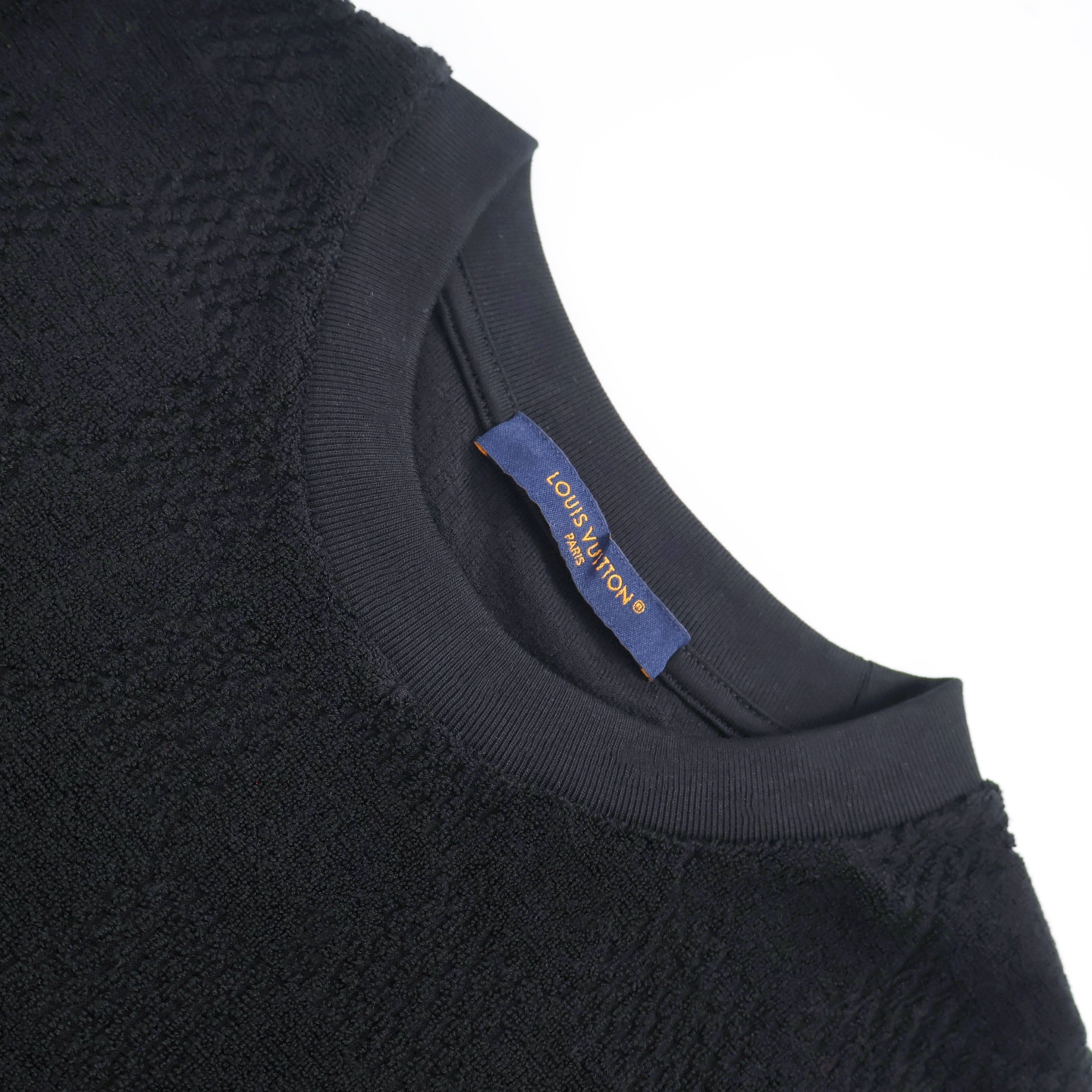 LOUIS VUITTON 路易威登 LV 毛巾棉棋盘格 T恤 短袖 黑色 A5 1AFRBJ