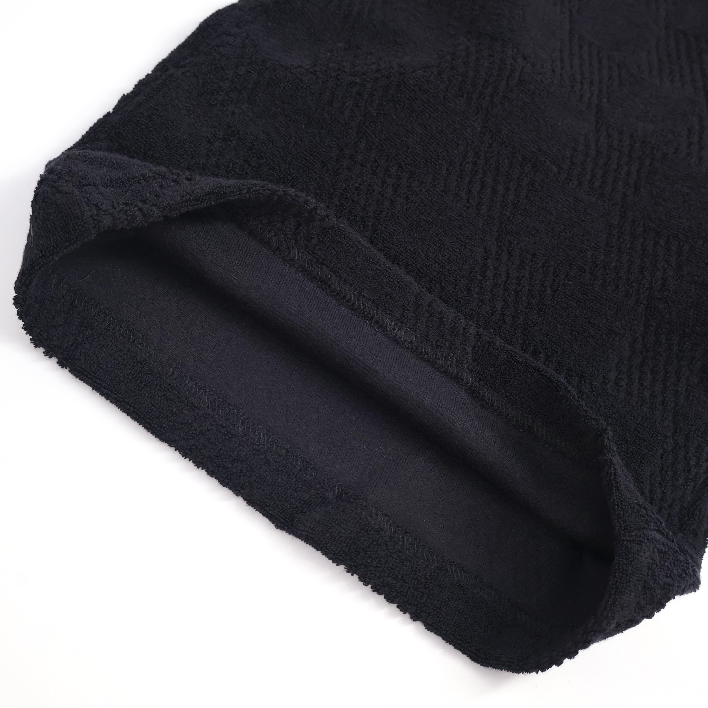 LOUIS VUITTON 路易威登 LV 毛巾棉棋盘格 短裤 休闲裤 裤子 五分裤 黑色 A5 1AFRBS