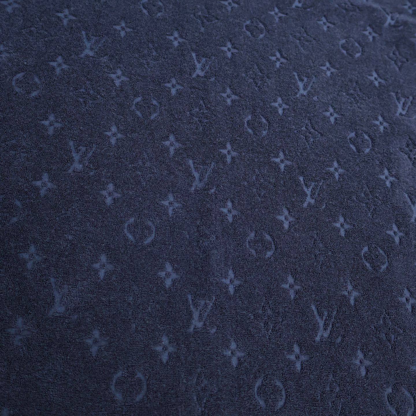 LOUIS VUITTON 路易威登 LV 毛巾棉字母压花 T恤 短袖 蓝色 A5 1AHWBC