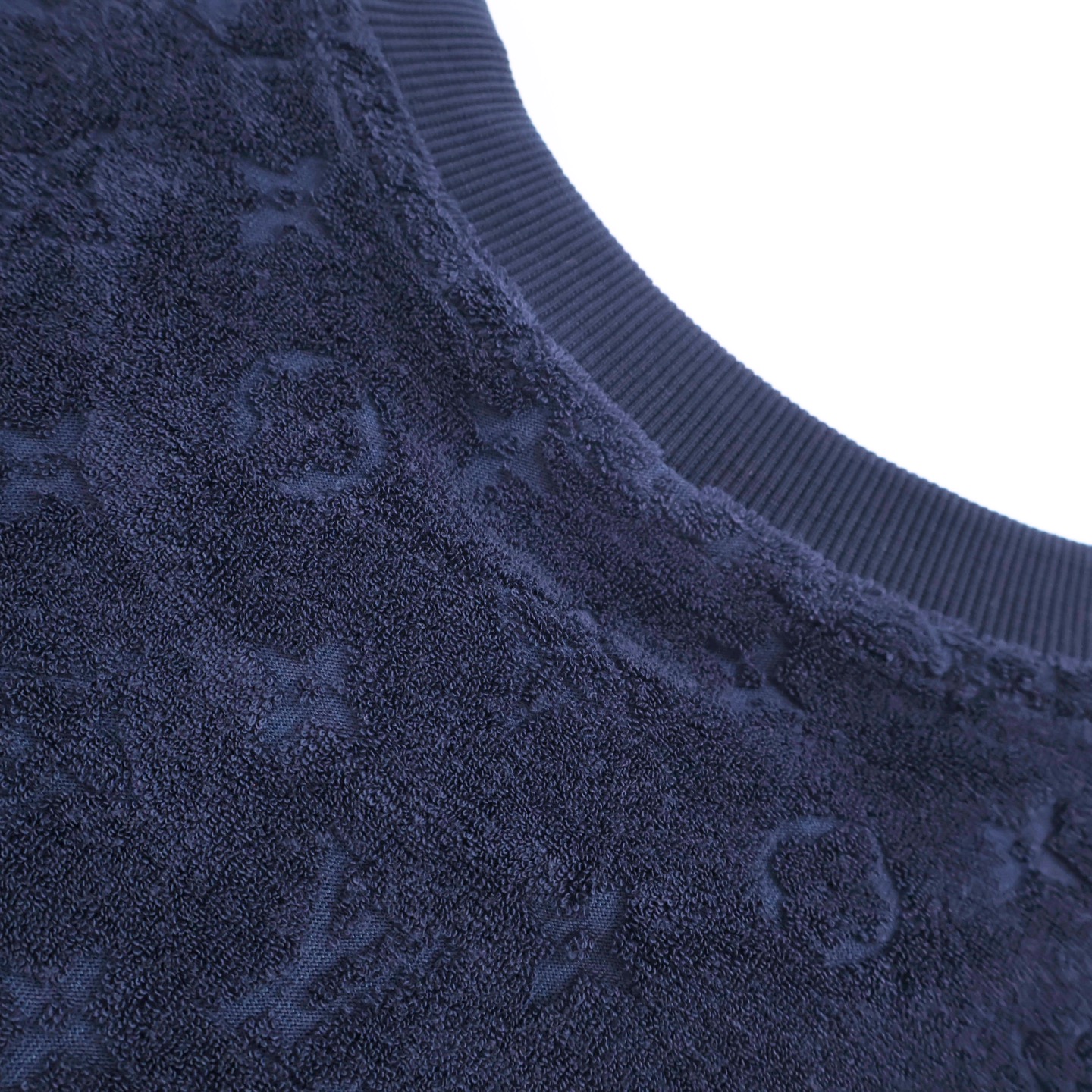 LOUIS VUITTON 路易威登 LV 毛巾棉字母压花 T恤 短袖 蓝色 A5 1AHWBC