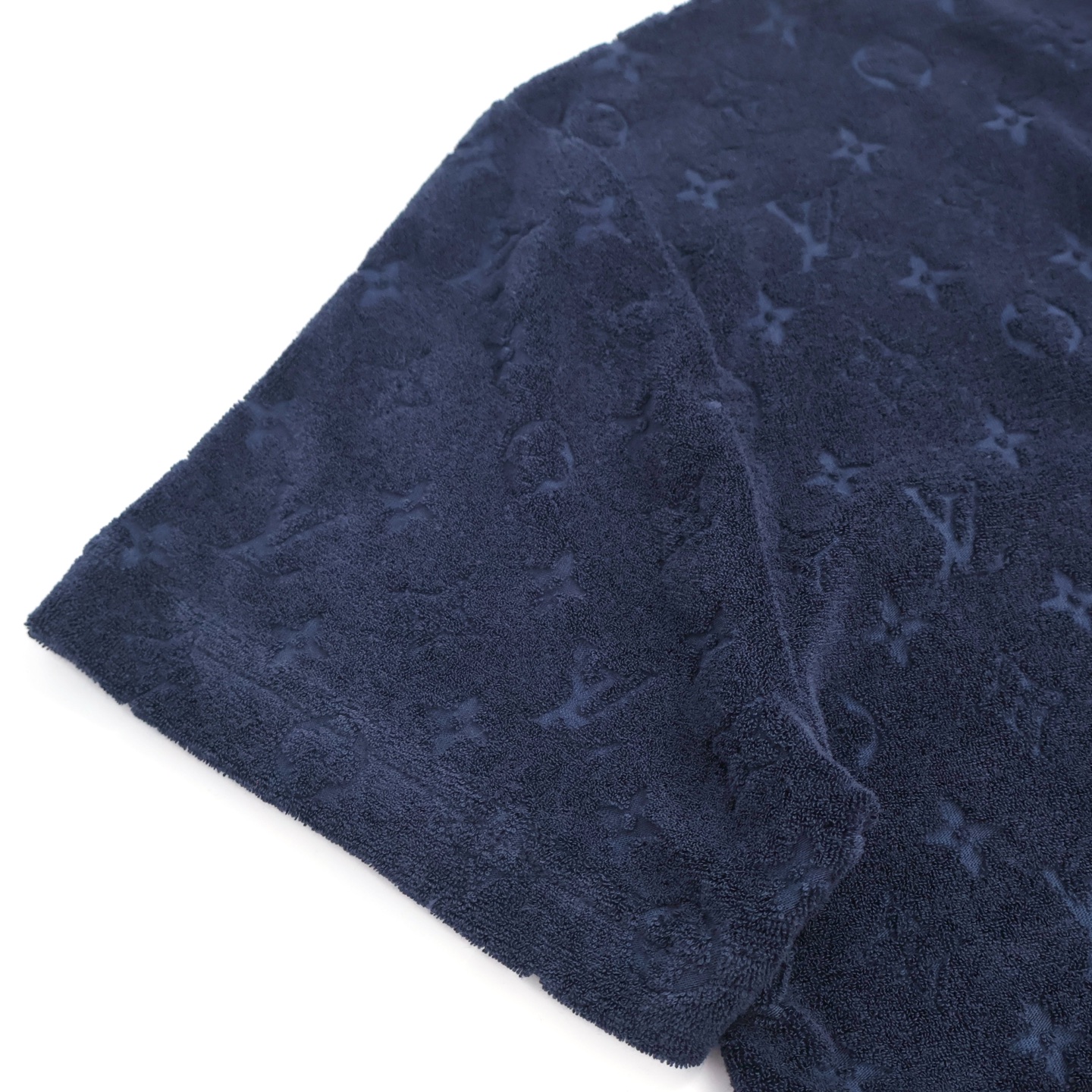 LOUIS VUITTON 路易威登 LV 毛巾棉字母压花 T恤 短袖 蓝色 A5 1AHWBC