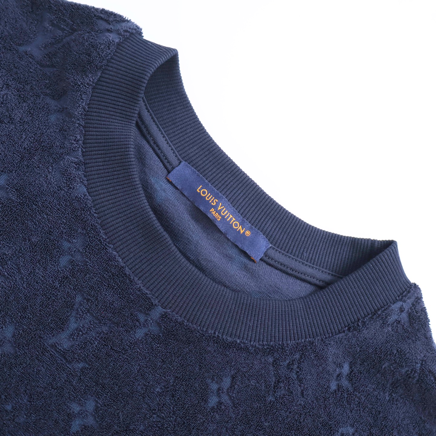 LOUIS VUITTON 路易威登 LV 毛巾棉字母压花 T恤 短袖 蓝色 A5 1AHWBC