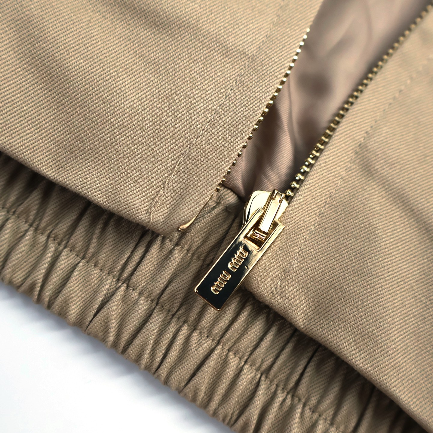 MIU MIU 缪缪 logo徽标可拆卸格纹领子拉链飞行员夹克 外套 长袖 B5 ML1216-1UPX-F0065-S-OOO