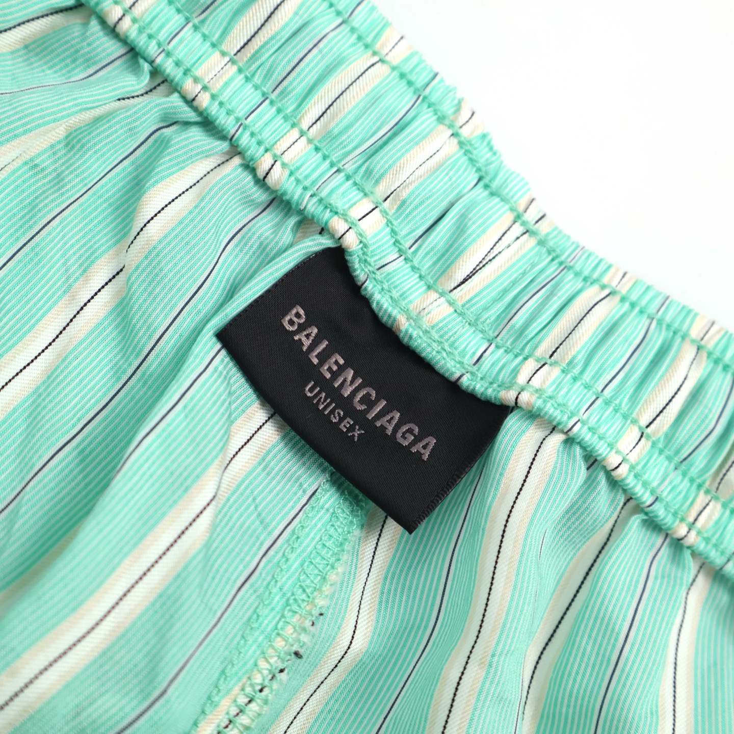 Balenciaga 巴黎世家 竖条纹松紧腰运动裤 长裤 裤子 休闲裤 绿色 A5 838817TSM033048