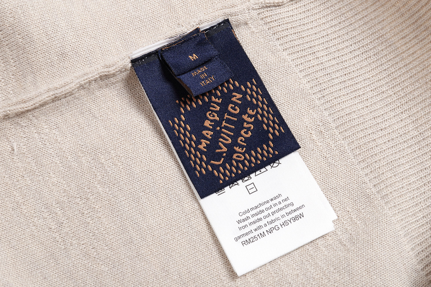 LOUIS VUITTON 路易威登 暗纹提花针织毛衣 圆领 长袖 外套 杏色 B0 