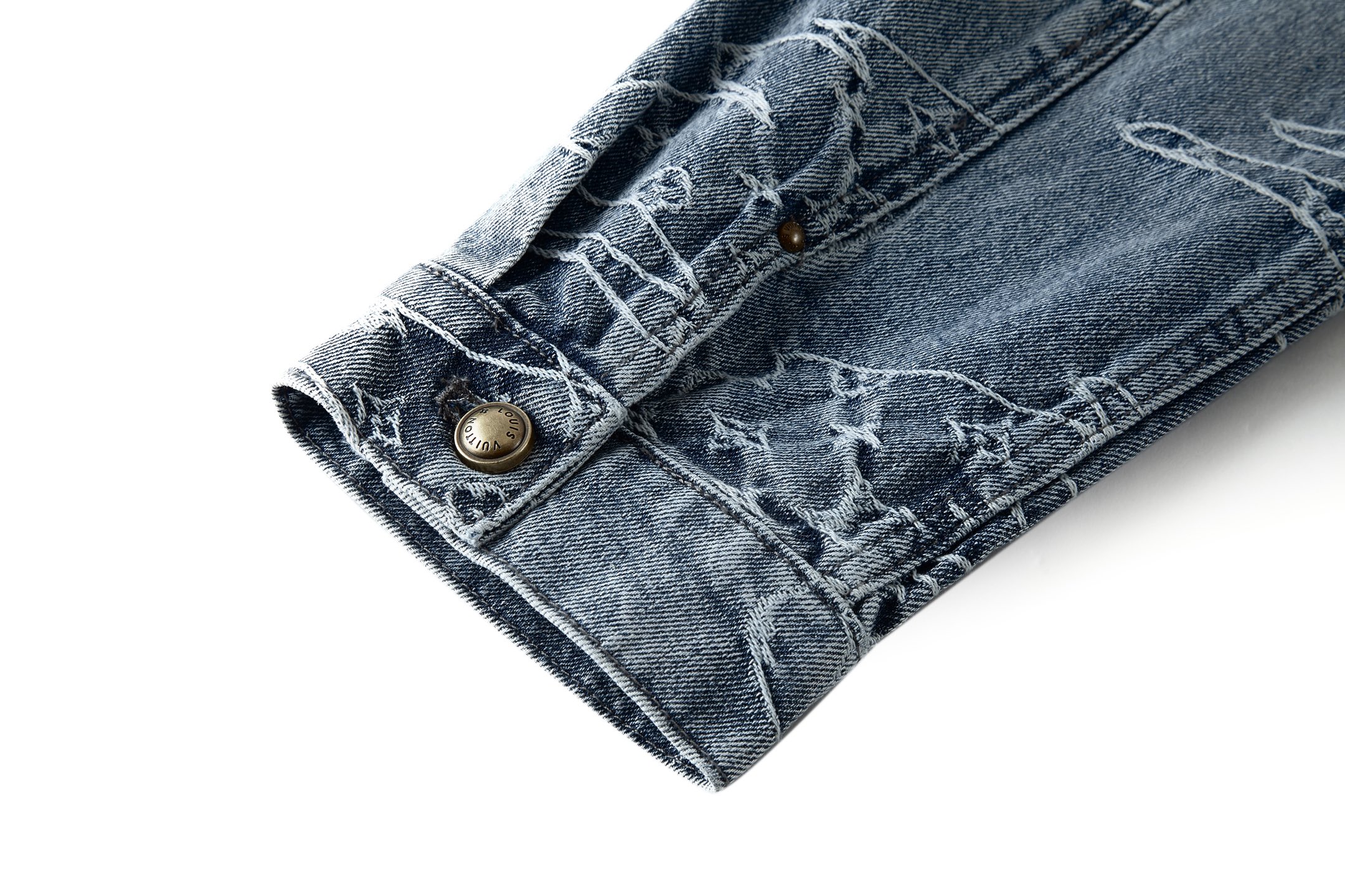 LOUIS VUITTON 路易威登 刺绣云朵图案翻领牛仔外套 牛仔衣 夹克 外套 蓝色 C0 1AILN5