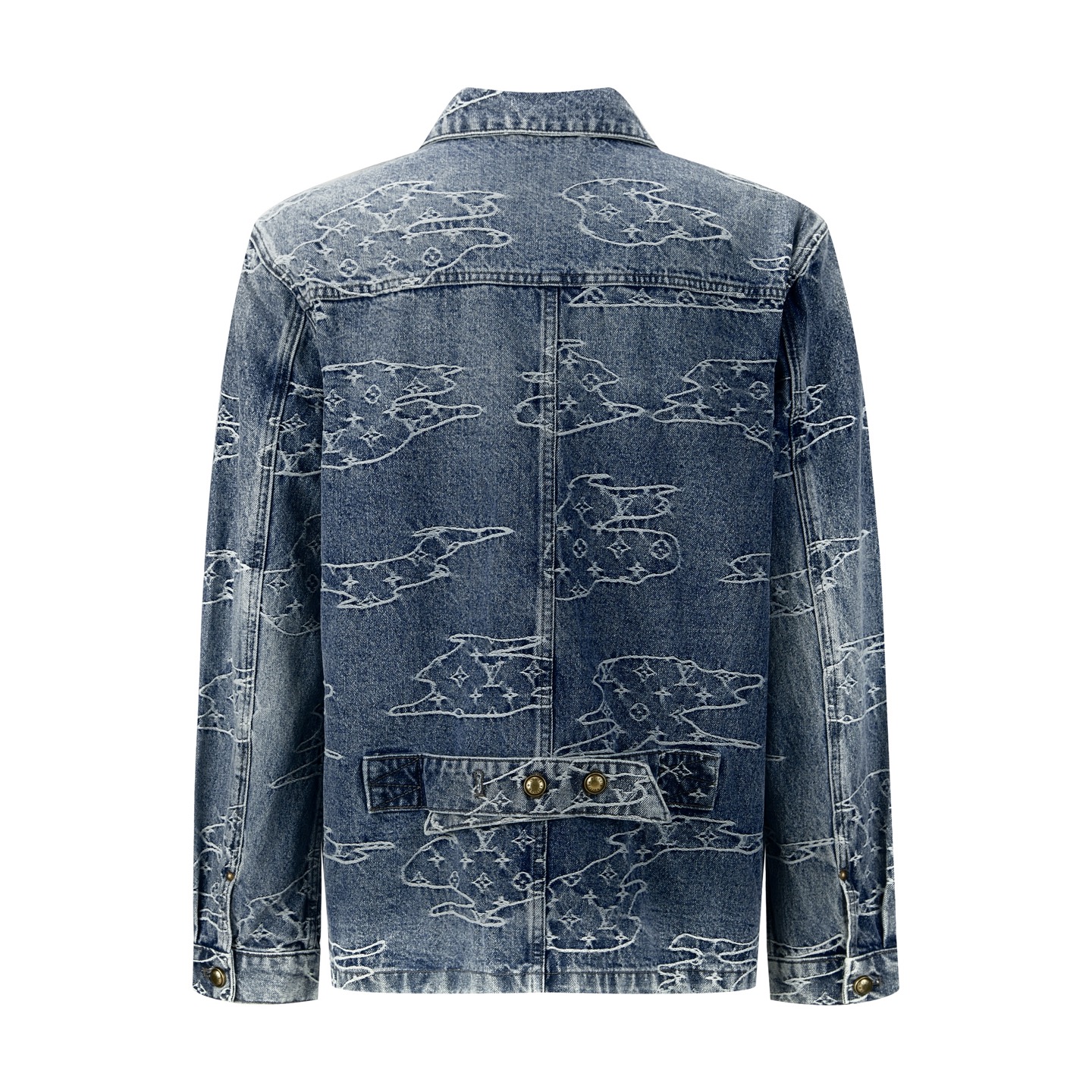 LOUIS VUITTON 路易威登 刺绣云朵图案翻领牛仔外套 牛仔衣 夹克 外套 蓝色 C0 1AILN5