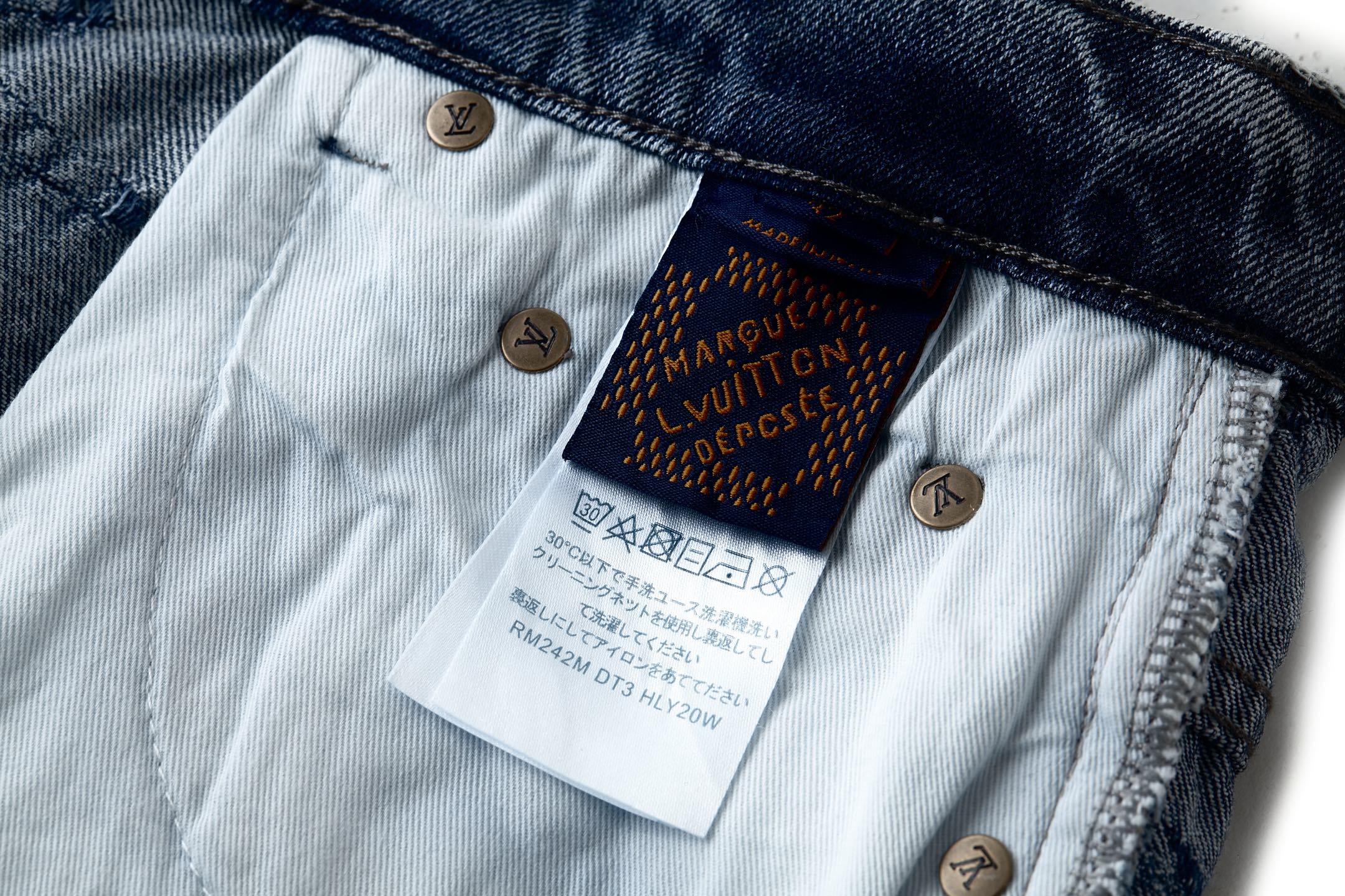 LOUIS VUITTON 路易威登 LV Nigo联名款 刺绣云朵图案牛仔裤 裤子 长裤 蓝色 B0