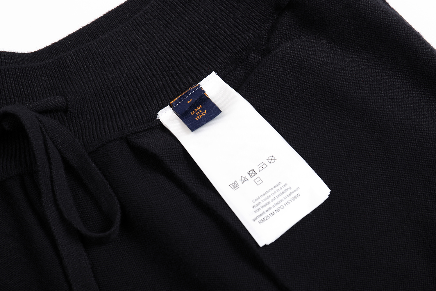 LOUIS VUITTON 路易威登 LV 彩色刺绣字母logo松紧腰针织休闲裤 裤子 长裤 黑色 B0 1AHVNA