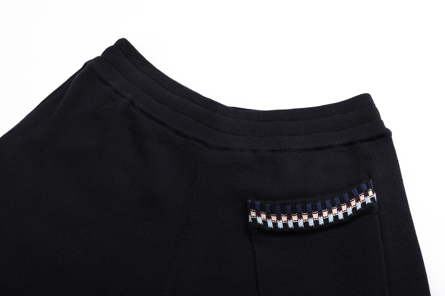LOUIS VUITTON 路易威登 LV 彩色刺绣字母logo松紧腰针织休闲裤 裤子 长裤 黑色 B0 1AHVNA