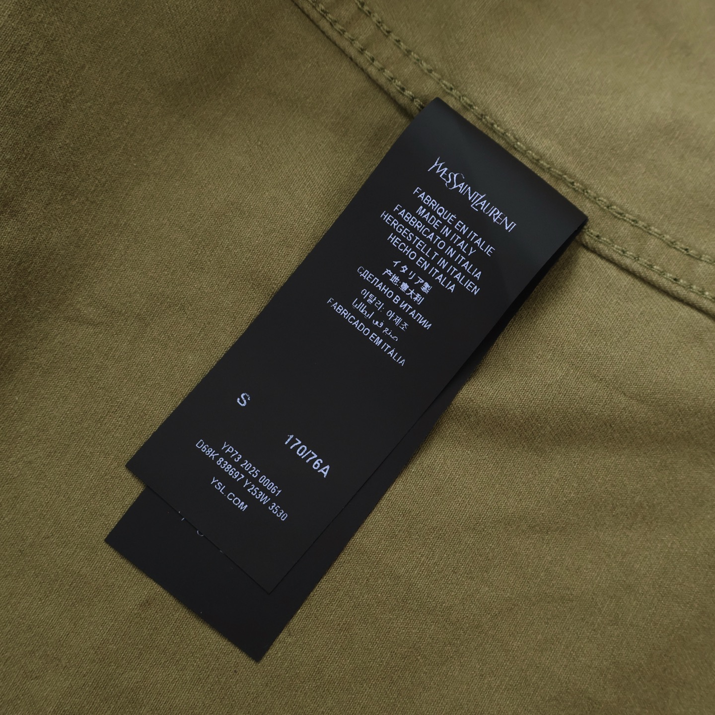 SAINT LAURENT 圣罗兰 口袋字母logo刺绣单排扣衬衫 外套 长袖 绿色 黑色 B0 838697Y253W3530