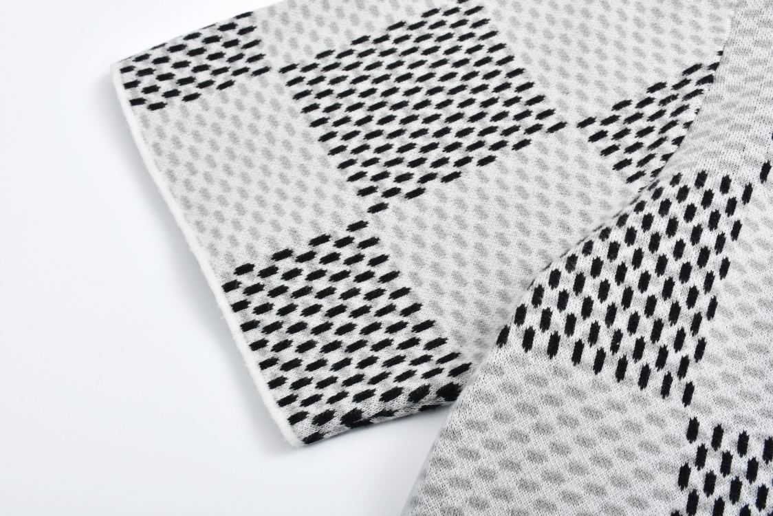 LOUIS VUITTON 路易威登 LV 棋盘格提花毛织 T恤 短袖 黑白 A5 1AHEBC