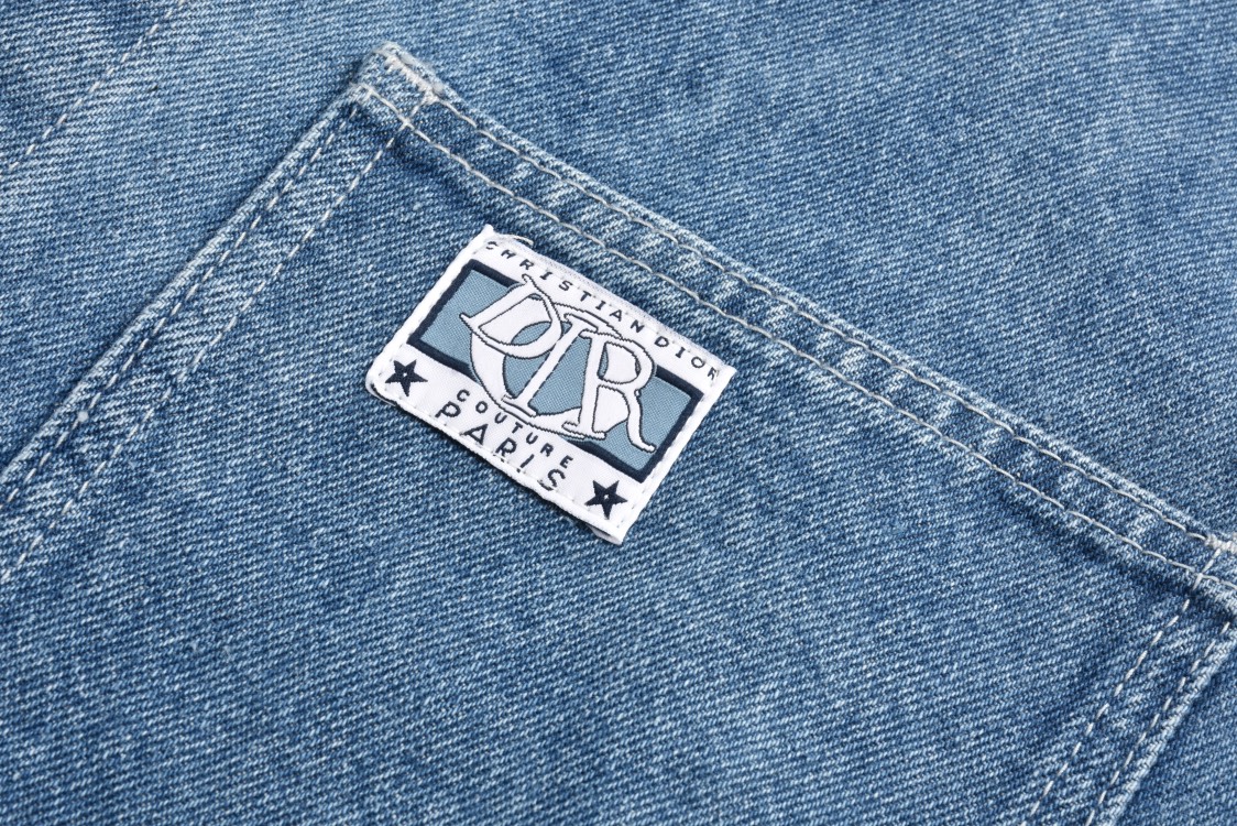 DIOR 迪奥 大O贴布字母刺绣翻领牛仔外套 衬衫 长袖 蓝色 B0 493D498A383X-C585