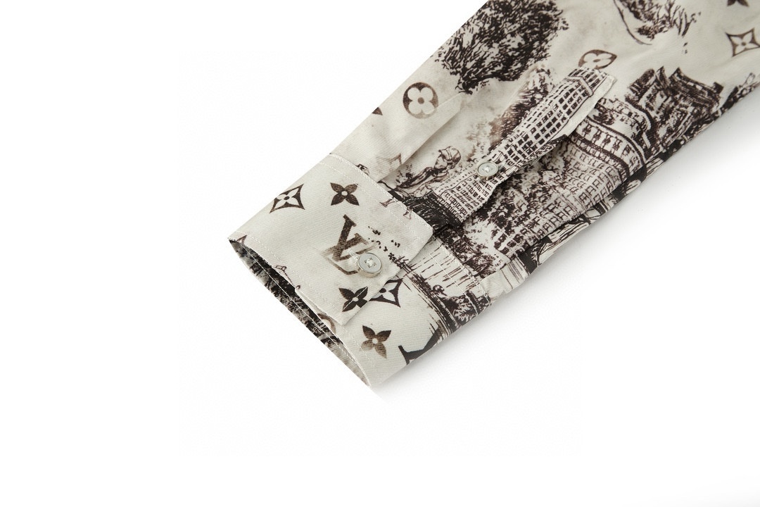 LOUIS VUITTON 路易威登 公园印花蚕丝衬衫 外套 卡其色 A5 1AGJN1